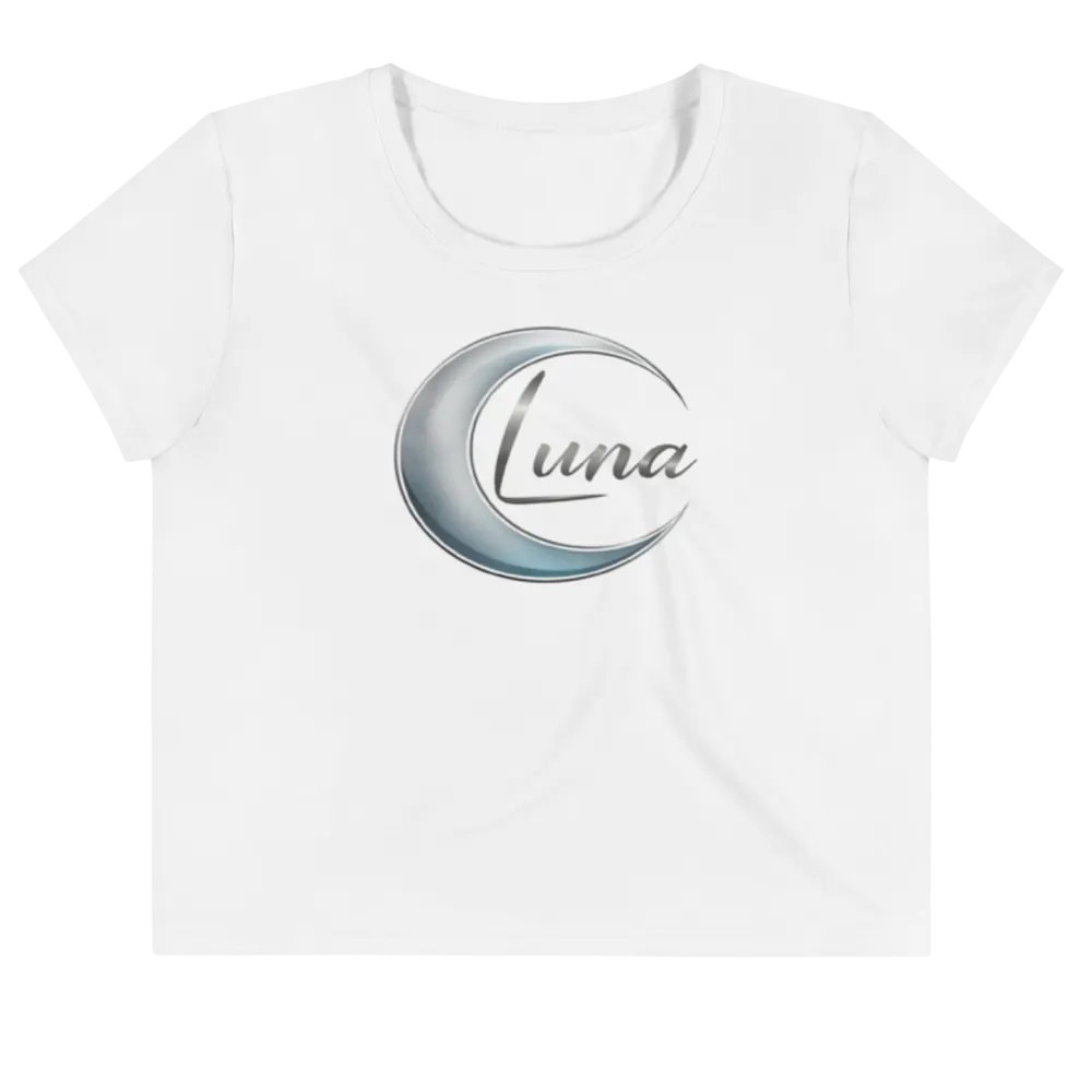 Luna Women's Crop Top - Stylish White Crescent Moon Design product image (3)