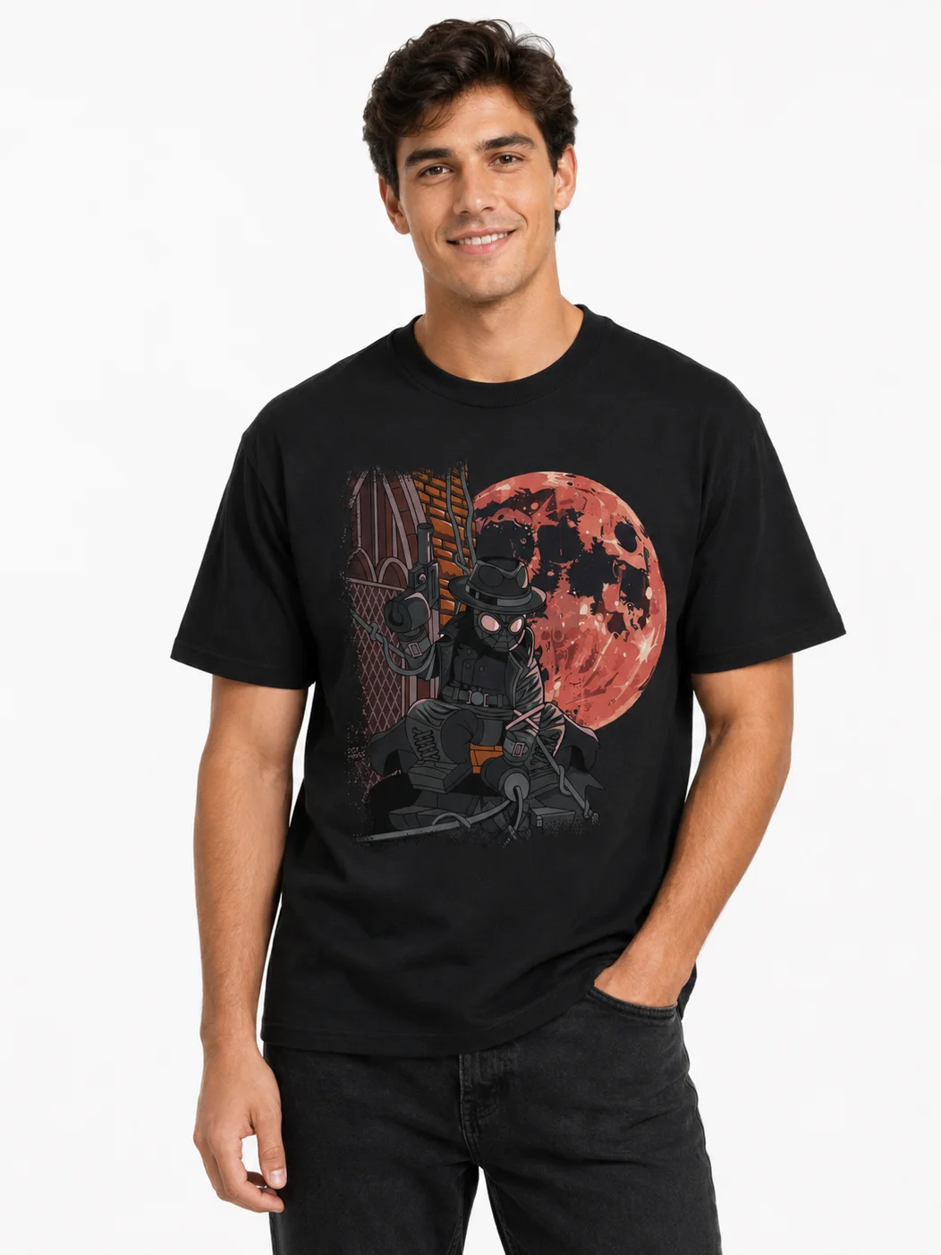 Noir Spider Bloody Moon Black T-Shirt product image (1)