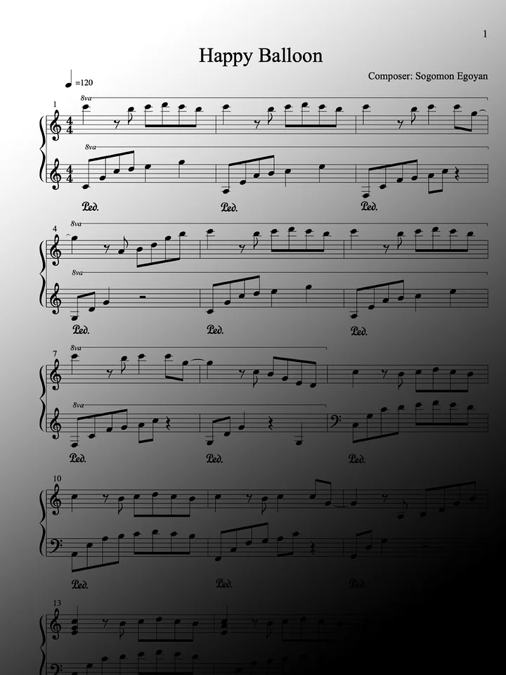 Happy Balloon by Sogomon Egoyan - Piano Sheet Music product image (1)