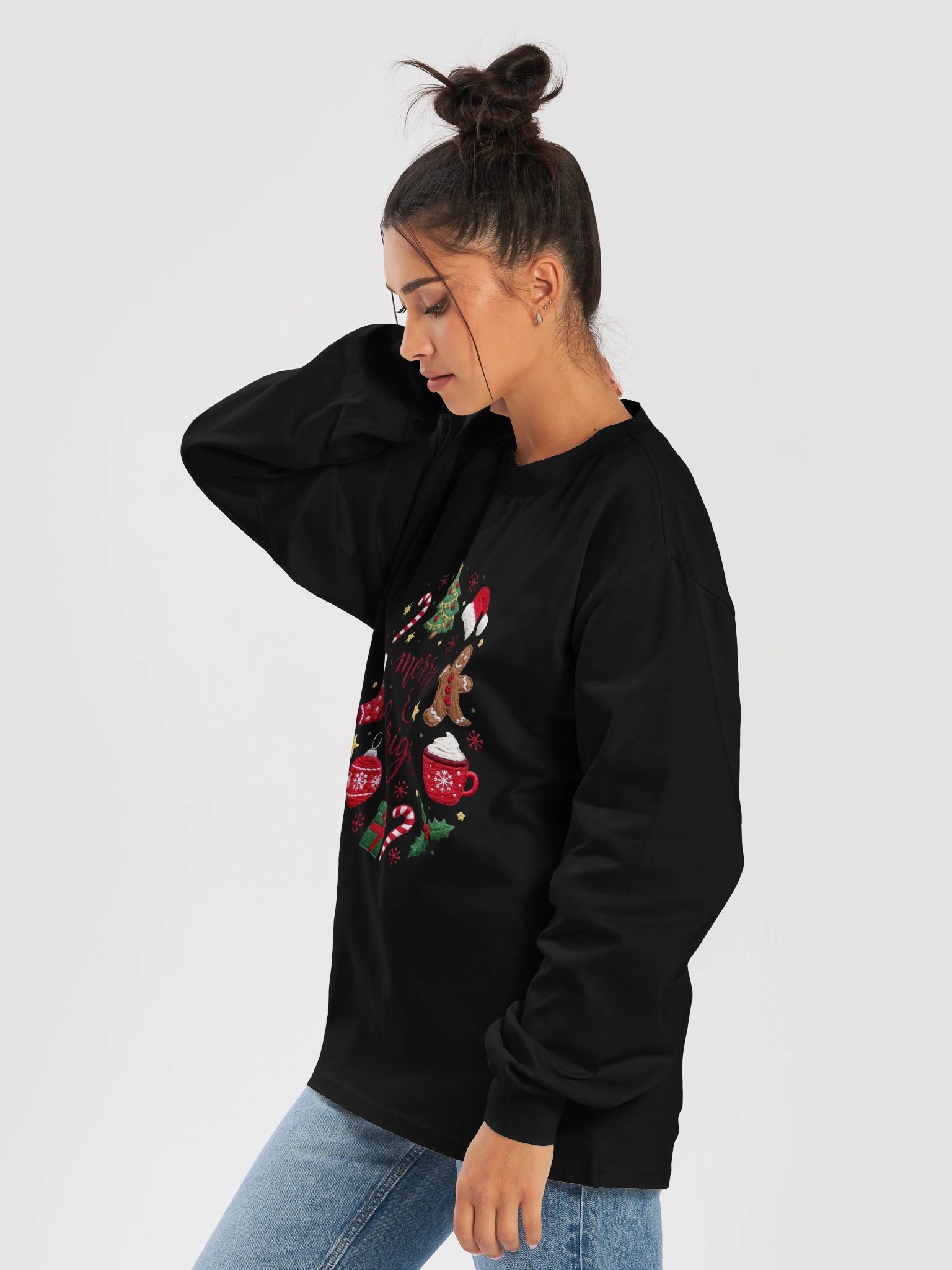 "Merry & Bright" Christmas Wreath Sweatshirt product image (8)