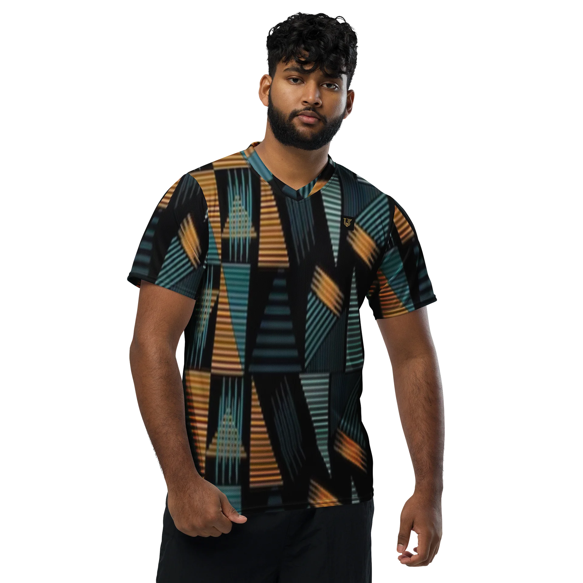 Lafate Store Designer Full Print Shirt Black Multicolor product image (1)