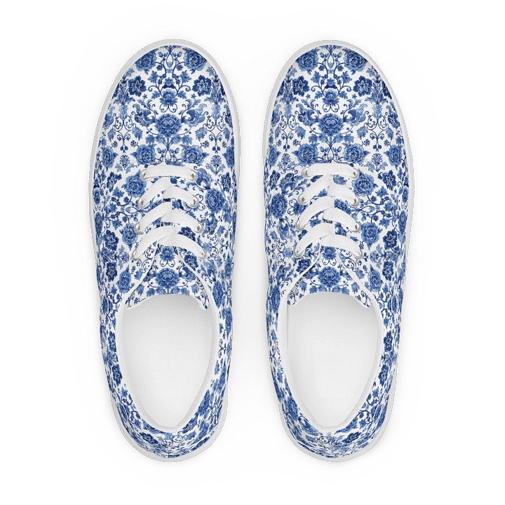 Blue Floral Porcelain Lace Up Shoes product image (1)