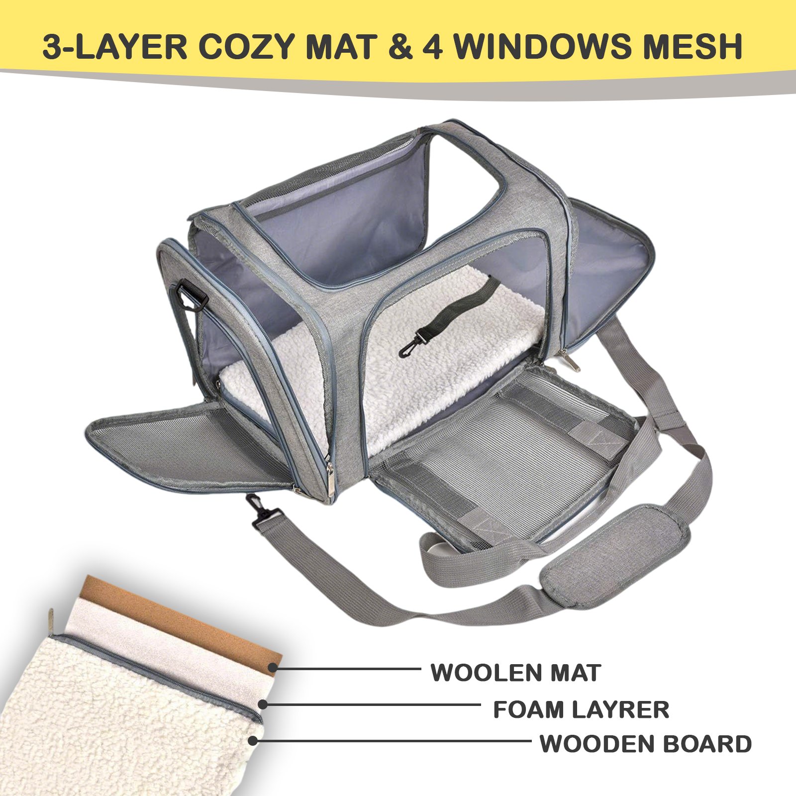 Cat Carriers Dog Carrier Pet Carrier For Small / Medium Cats Dogs Puppies (Up To 15lbs),Small Dog Carrier Soft Sided, Collapsible Waterproof Travel Puppy Carrier - Grey product image (3)