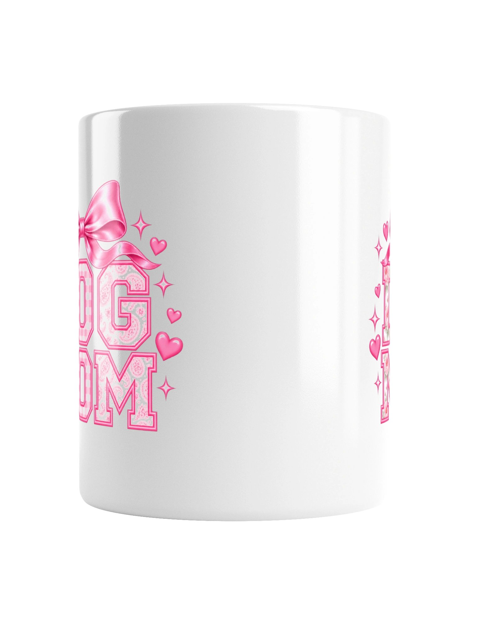 Coquette Dog Mom Mug | Pink Bow Floral Varsity Dog Mom Cup product image (4)
