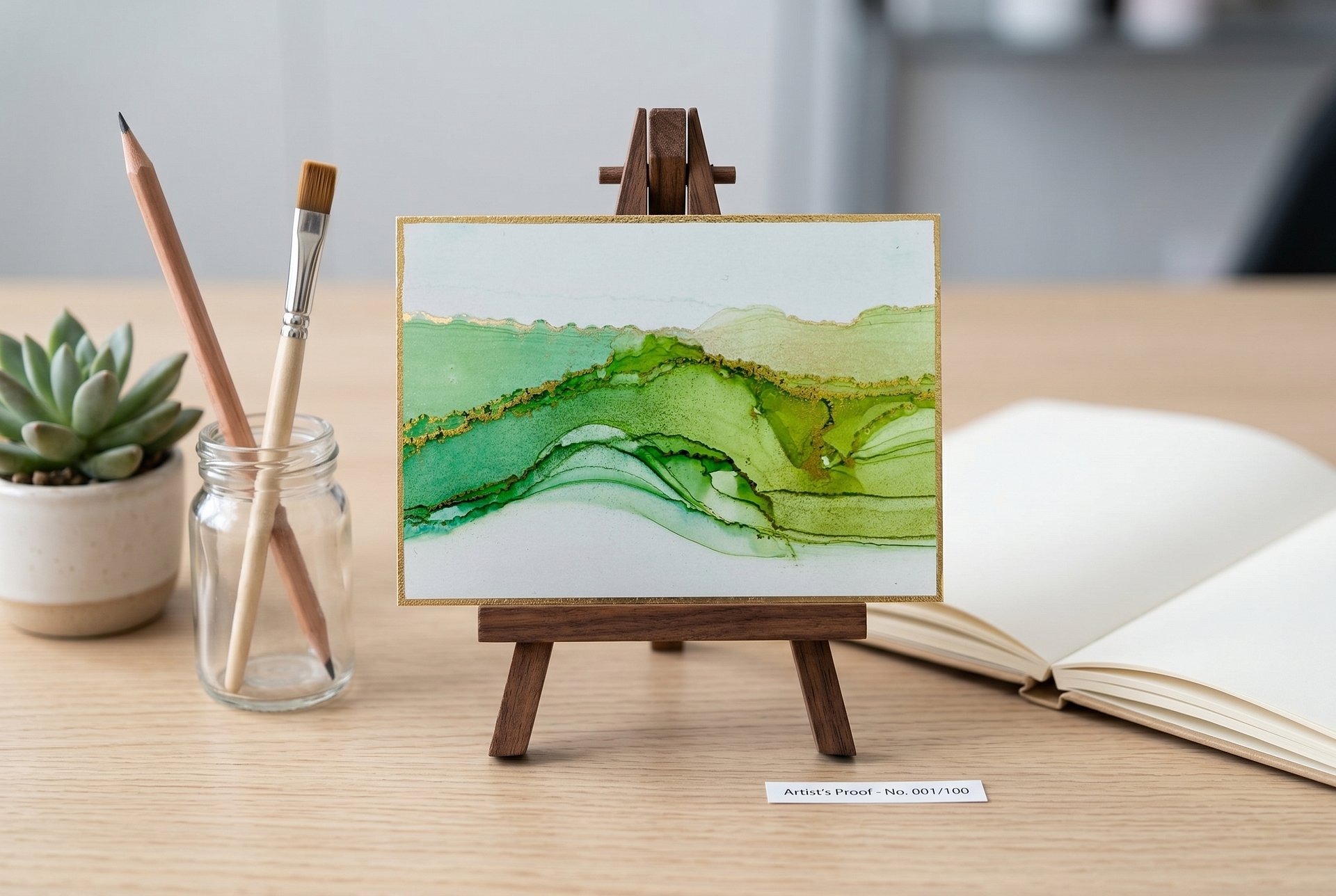 Moss & Mist III | Original ACEO Art Card (2.5" x 3.5") | Miniature Abstract Alcohol Ink Painting | product image (3)