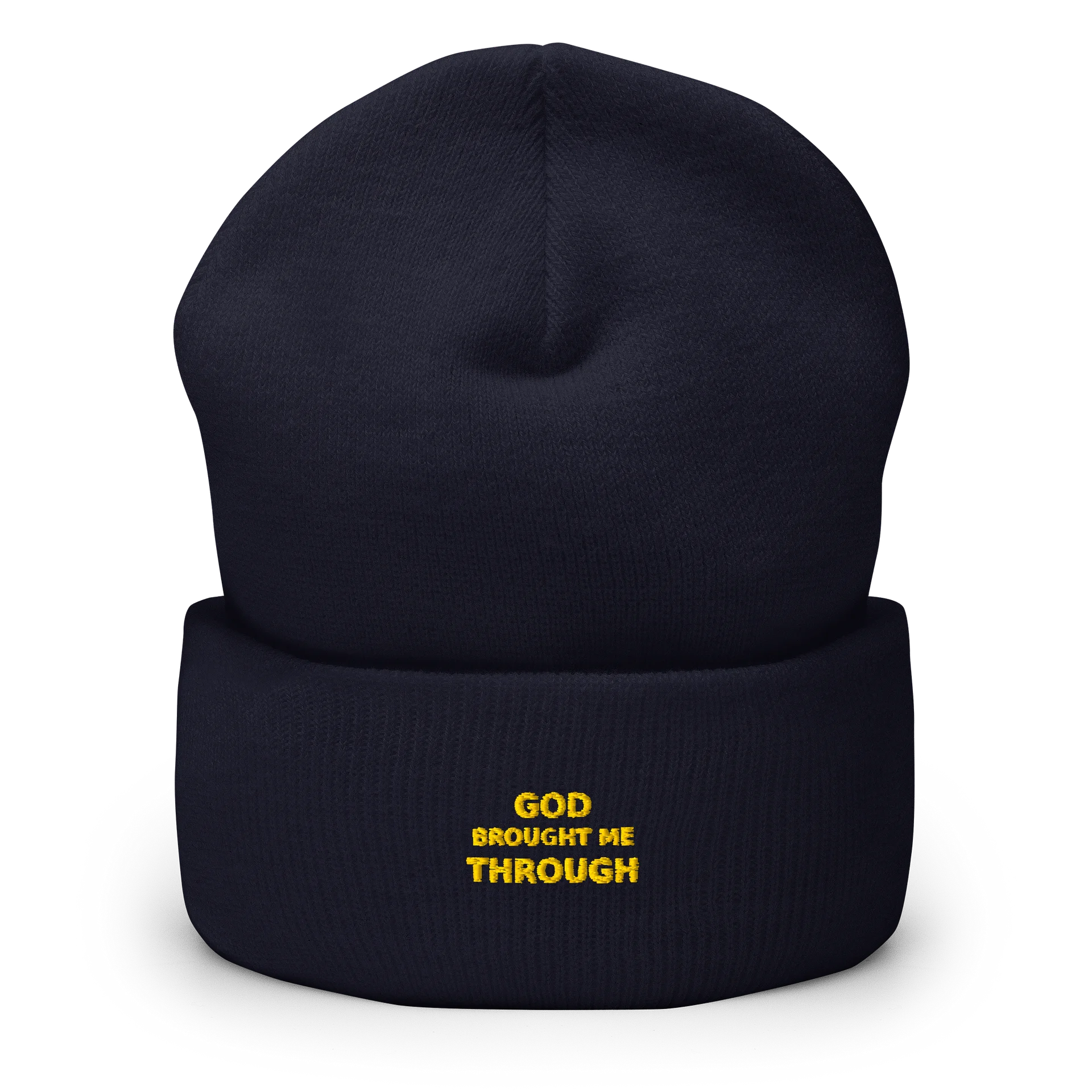 God Brought Me Through – Black & Gold Edition Beanie product image (1)