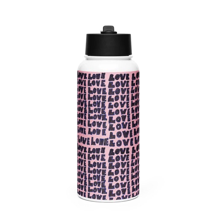 Love Stainless Steel Water Bottle with a Straw Lid in Pink product image (1)
