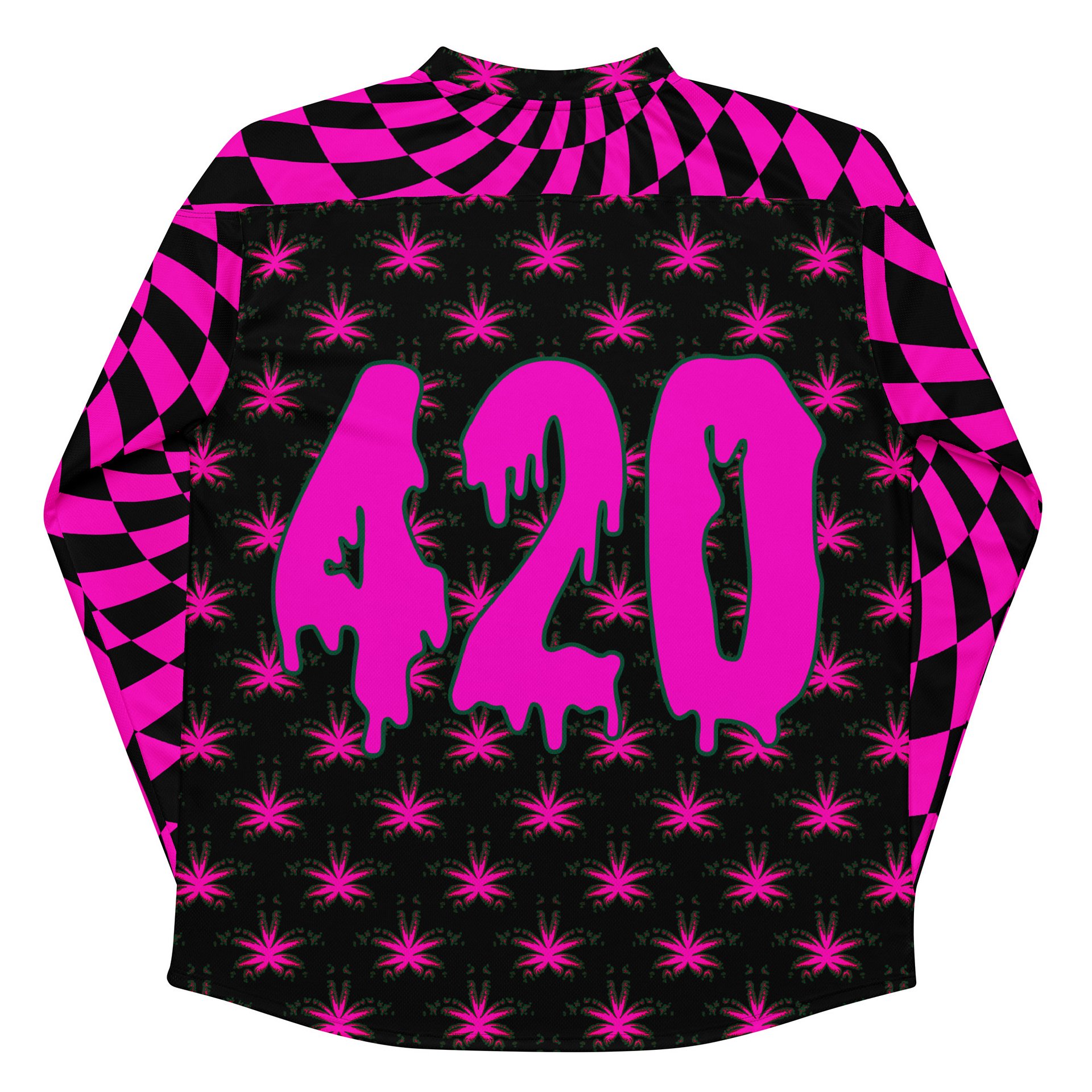 Twisted 420 Rave Hockey Jersey, Trippy Techno EDM Top, Psychedelic Spiral Cannabis Clothing, Weird Weed Festival Wear, Pot Leaf Stoner Shirt product image (8)