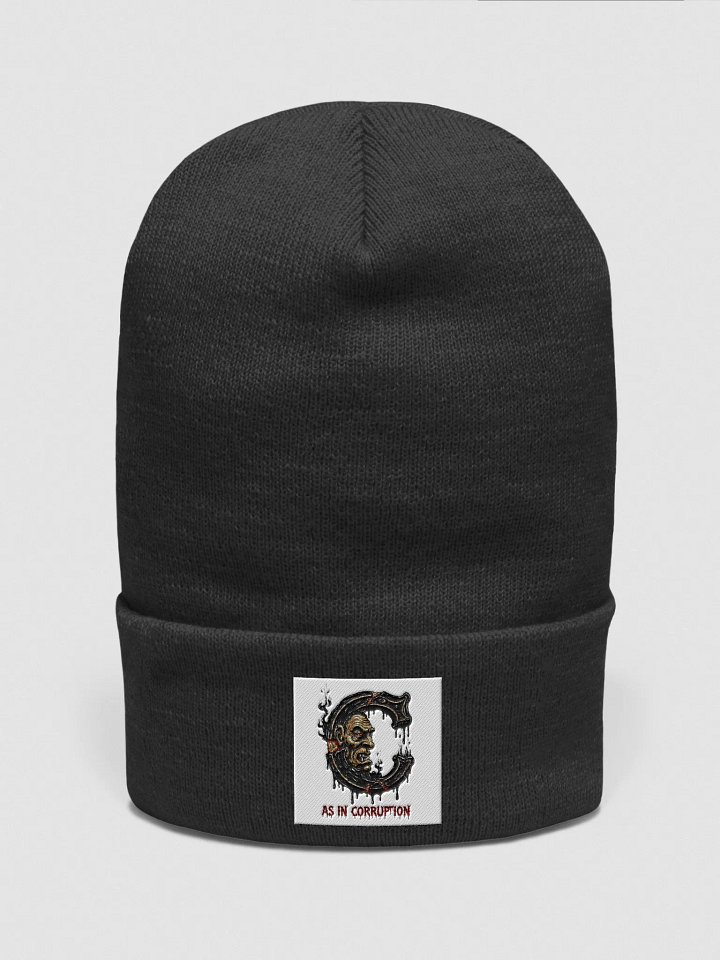 C as in corruption Yupoong Cuffed Beanie by dark alphabet product image (2)