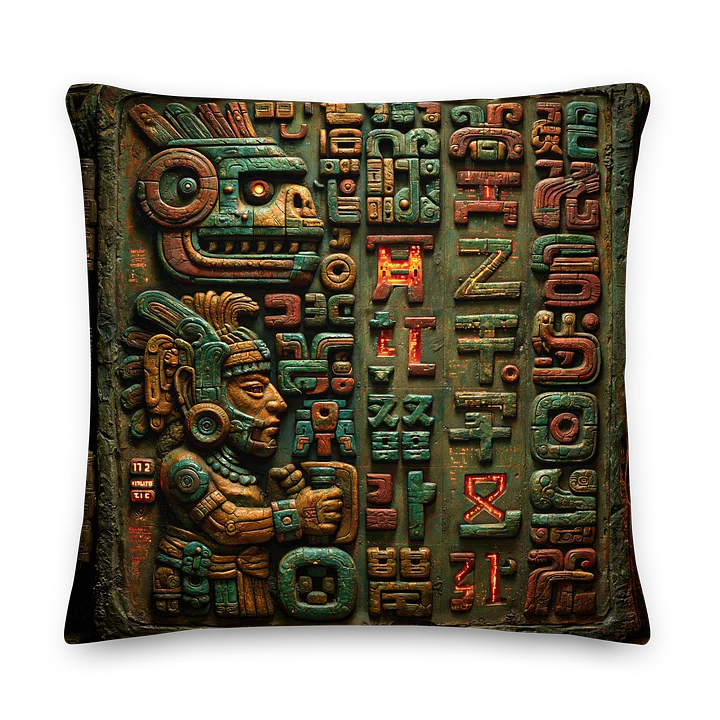 Temple Archive Tablet I — Neon Glyph Civilization Cushion Cover 22x22 product image (1)