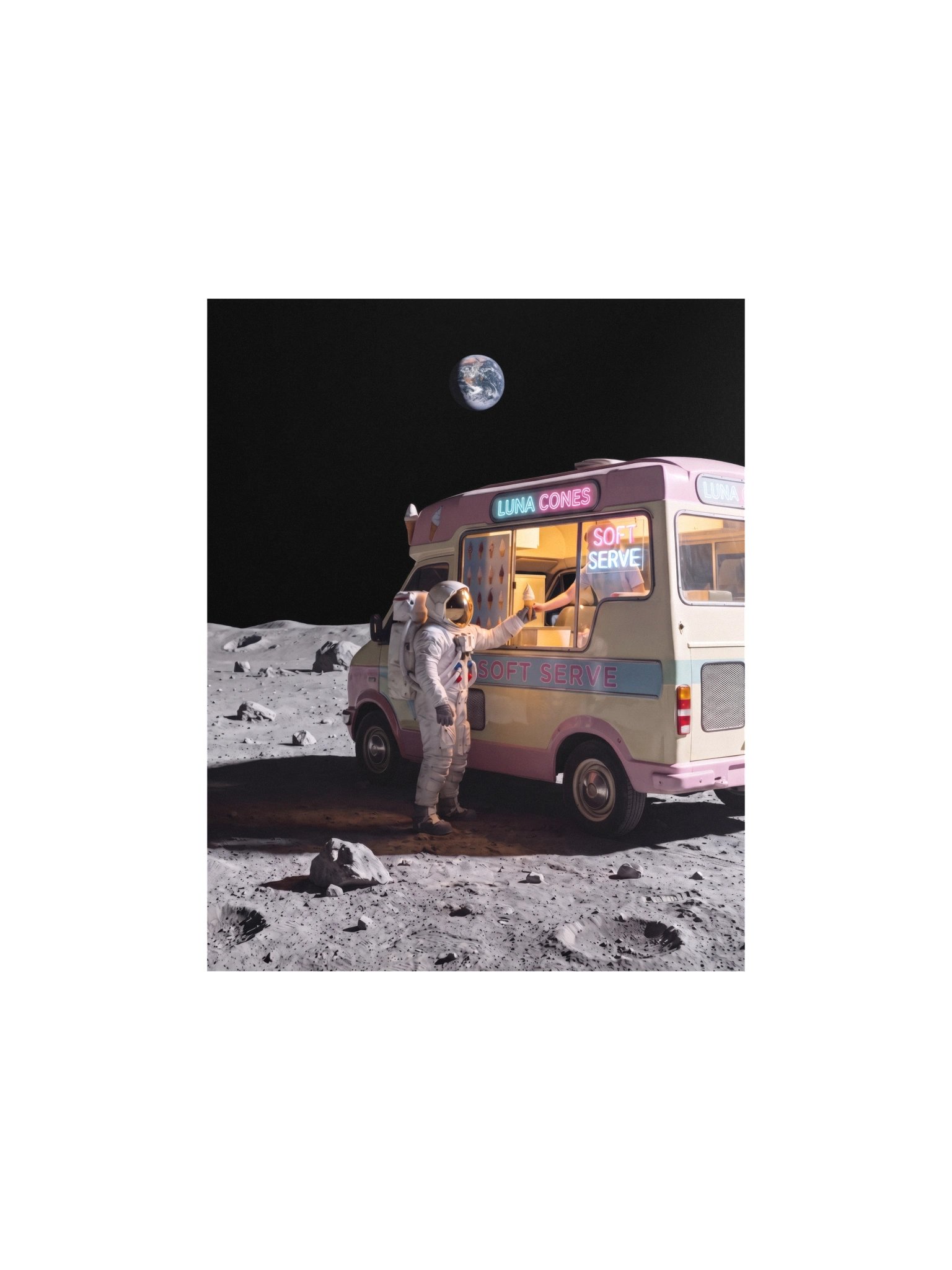 Astronaut Ice Cream Van on the Moon Dreamcore Matte Poster product image (1)