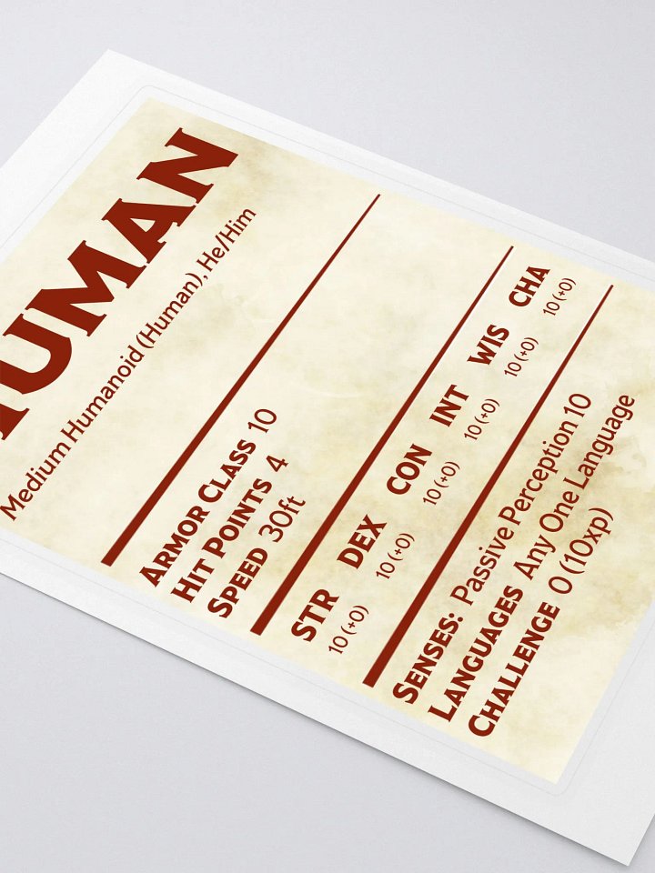Human Statblock - He/him product image (2)