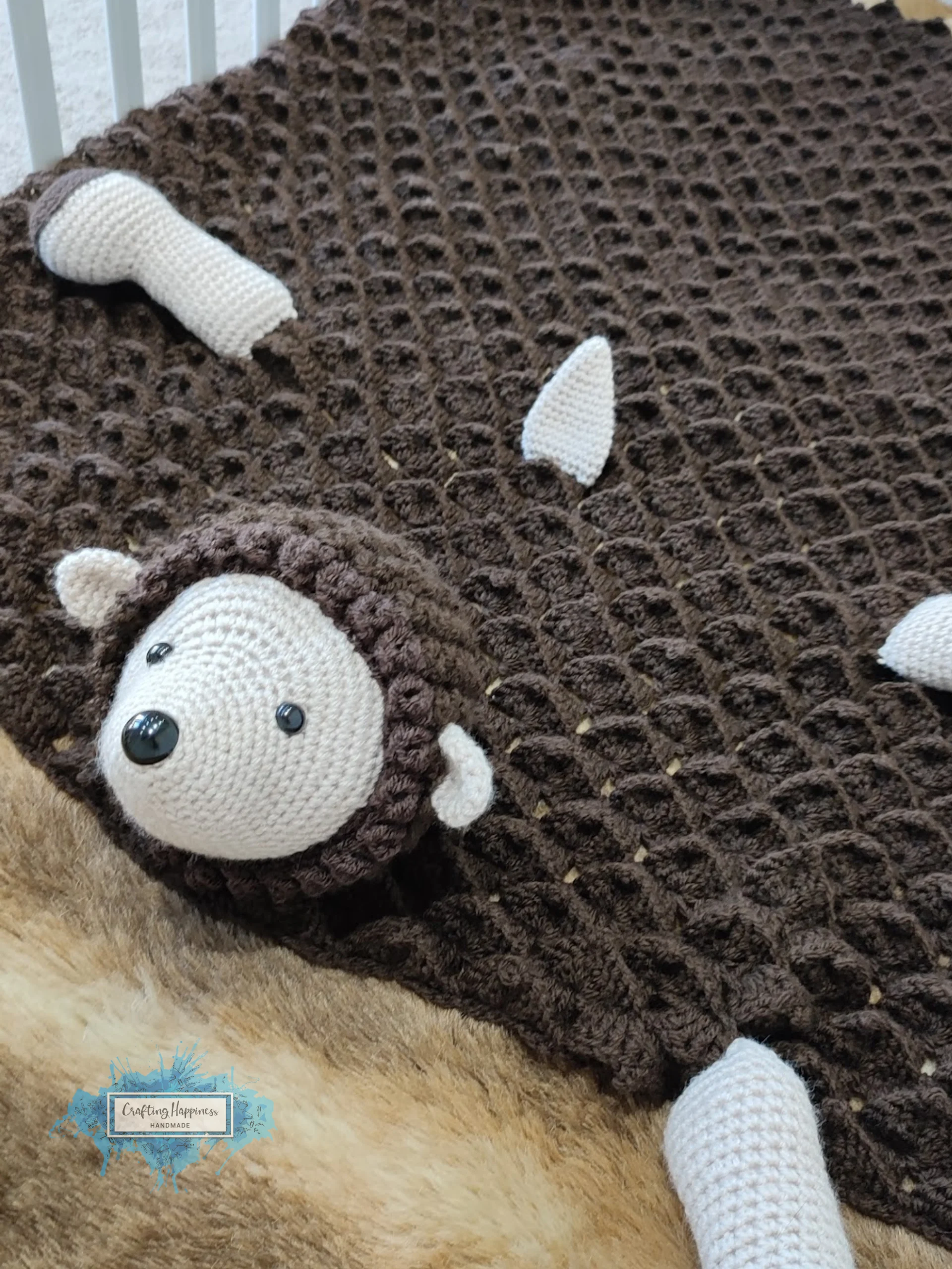 Hedgehog Crochet Baby Blanket Pattern, Pram Toy Lovey (PDF Pattern) product image (3)
