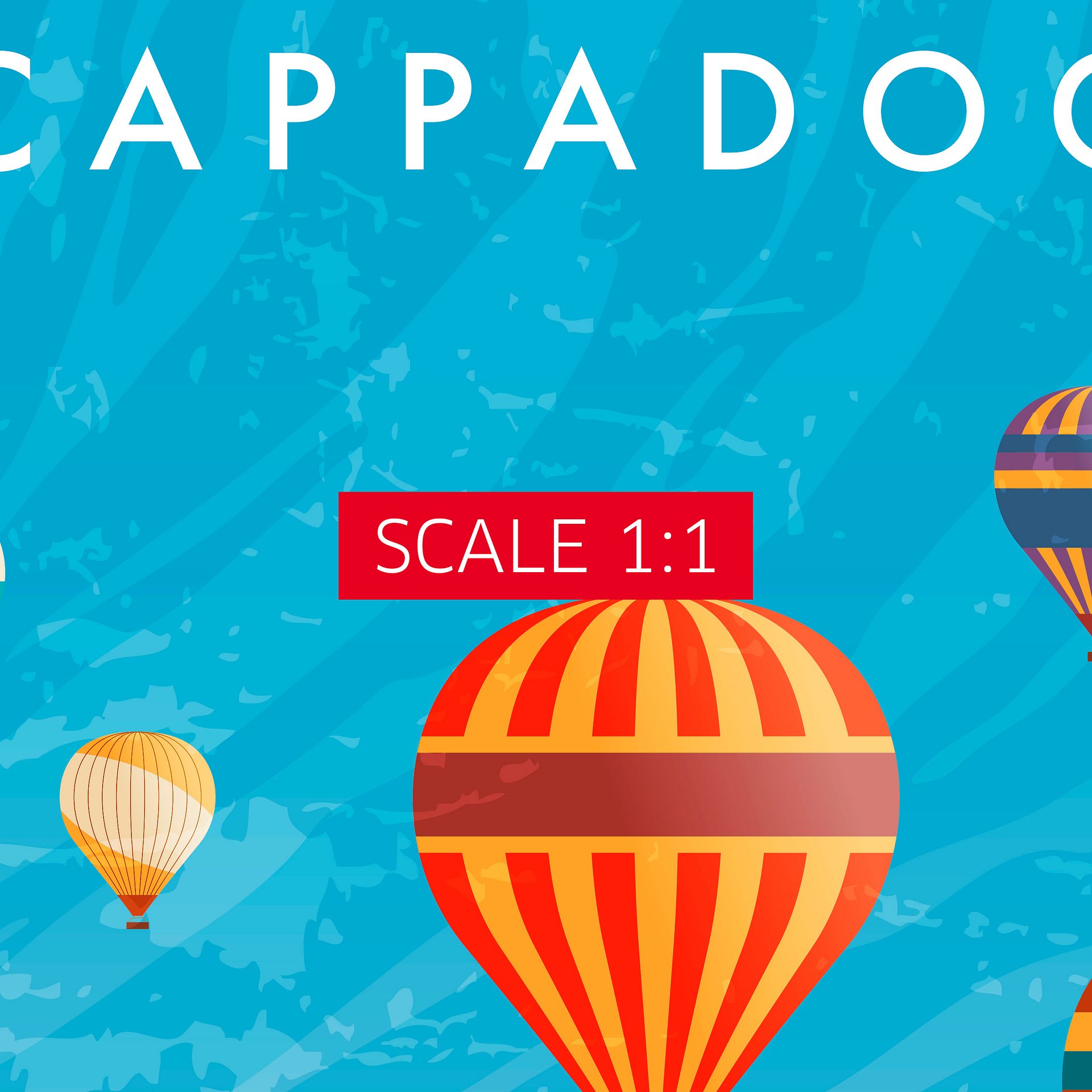 Turkey, Cappadocia — Retro travel minimalist poster, retro travel art, retro travel wall art, vector art product image (4)