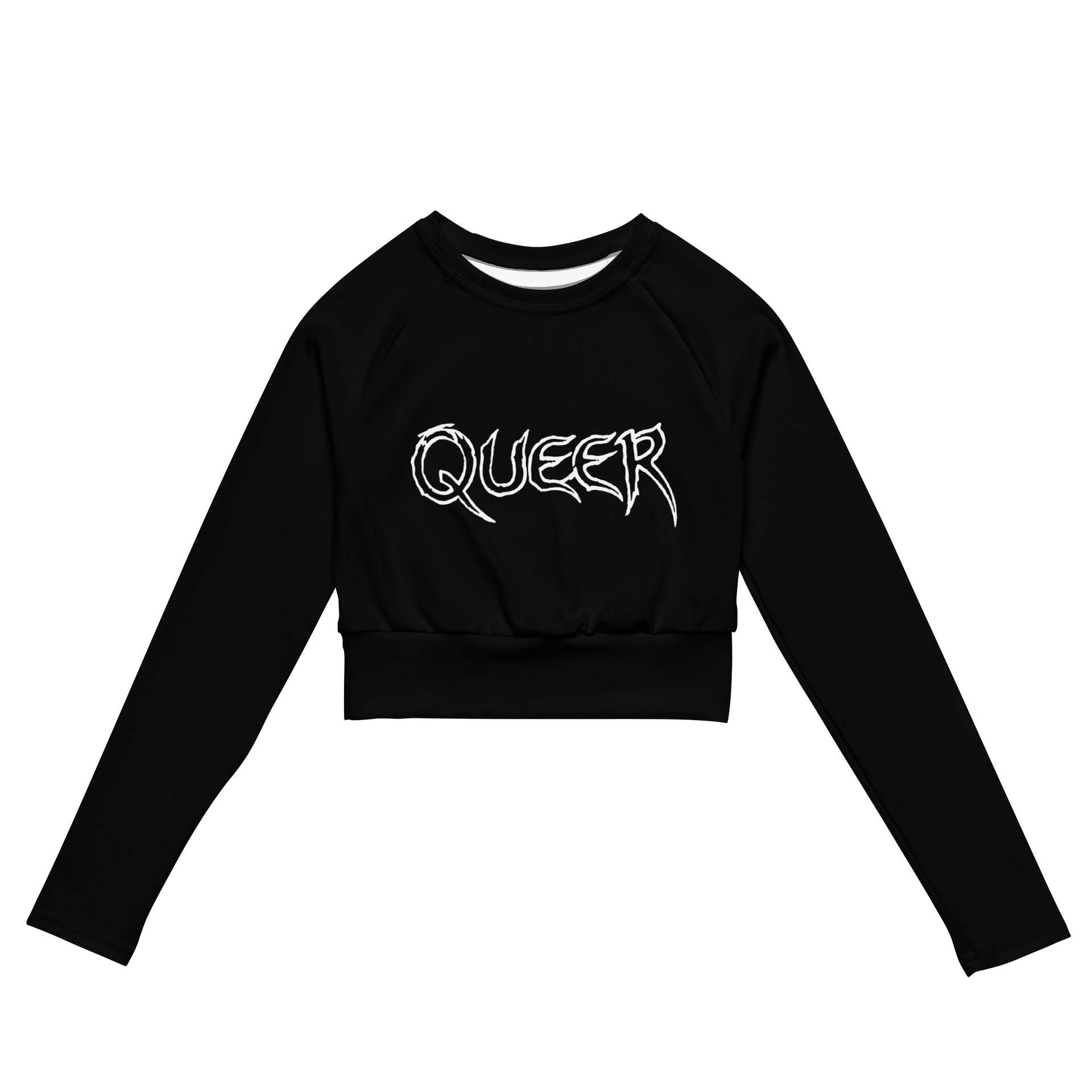 Black Ribbed "Queer" Graphic Crop product image (4)
