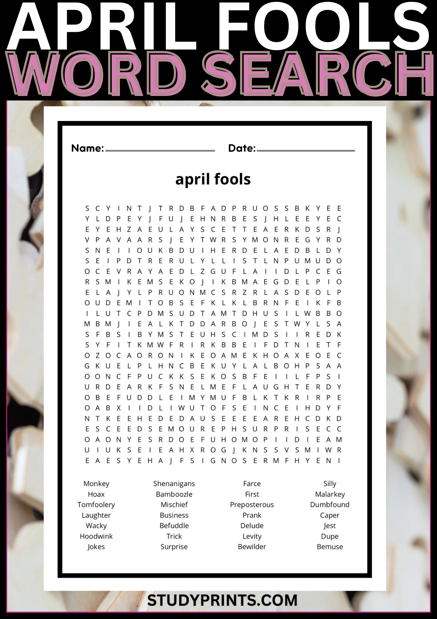 April Fools Word Search Puzzle Printable product image (1)