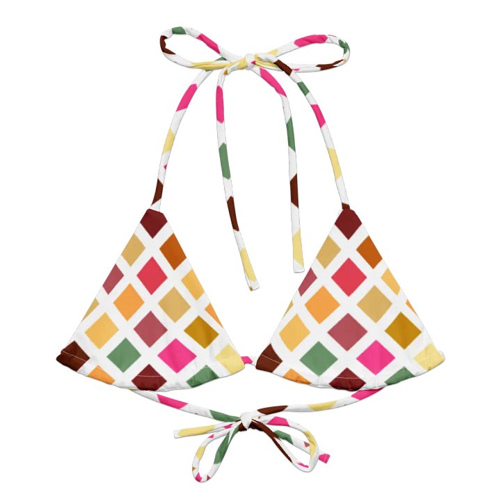 Colorful Square Pattern Design String Bikini Top - v4 product image (2)