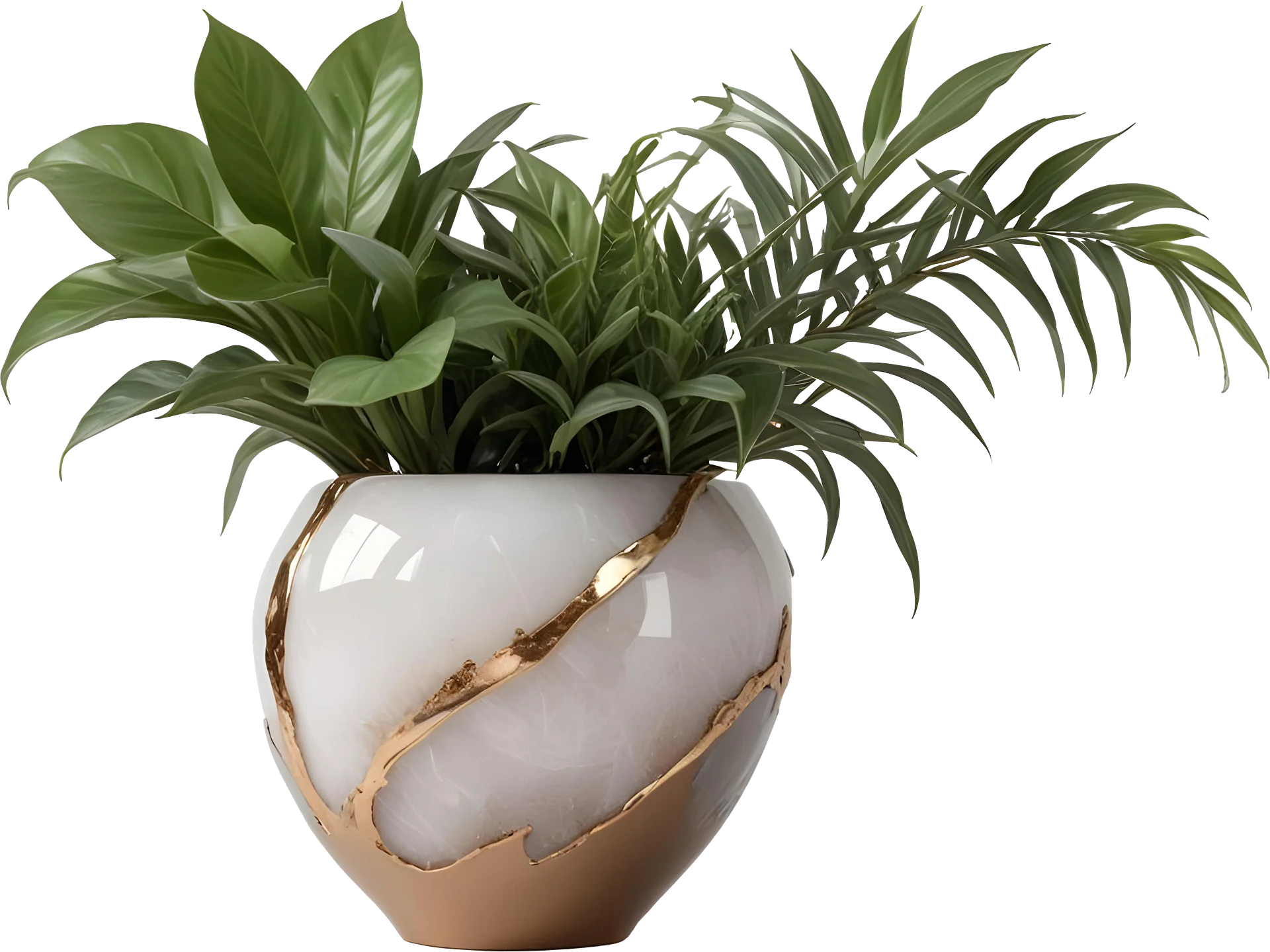 Glamour Organique – Luxury Bronze Design Planter PNG product image (1)
