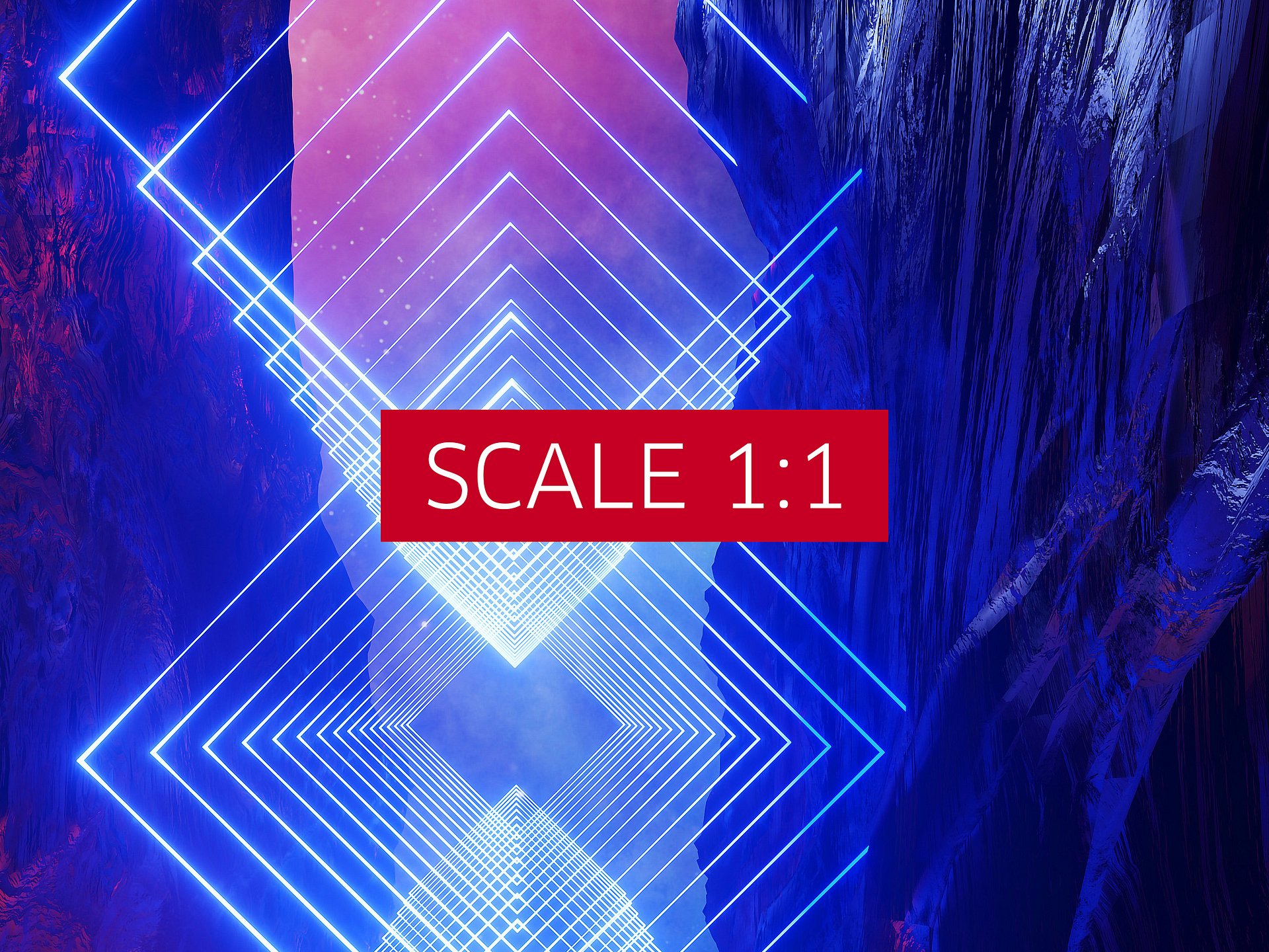Neon landscape: Squares #1 blue [synthwave/vaporwave/cyberpunk] — Aesthetic retrowave poster product image (4)