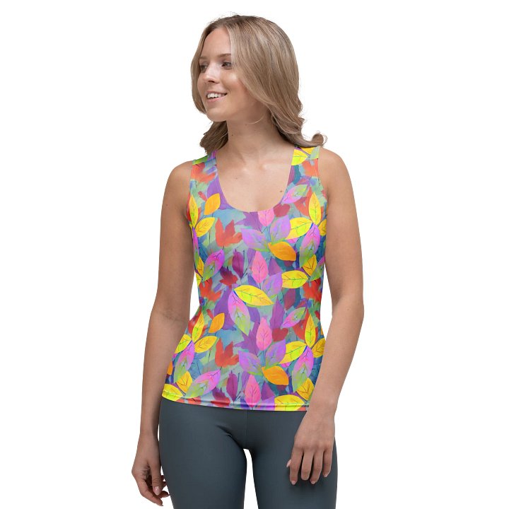 Yellow Pink Leaves Tank Top product image (1)