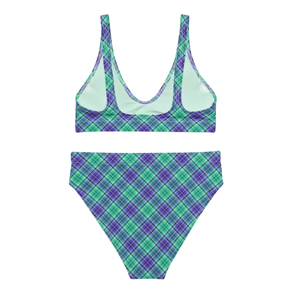 Bright Green and Purple Plaid Bikini product image (4)