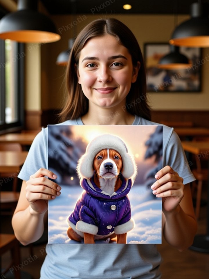 Custom Pet Portrait in Winter Coat – Dog or Cat Royal Digital Art from Photo product image (1)