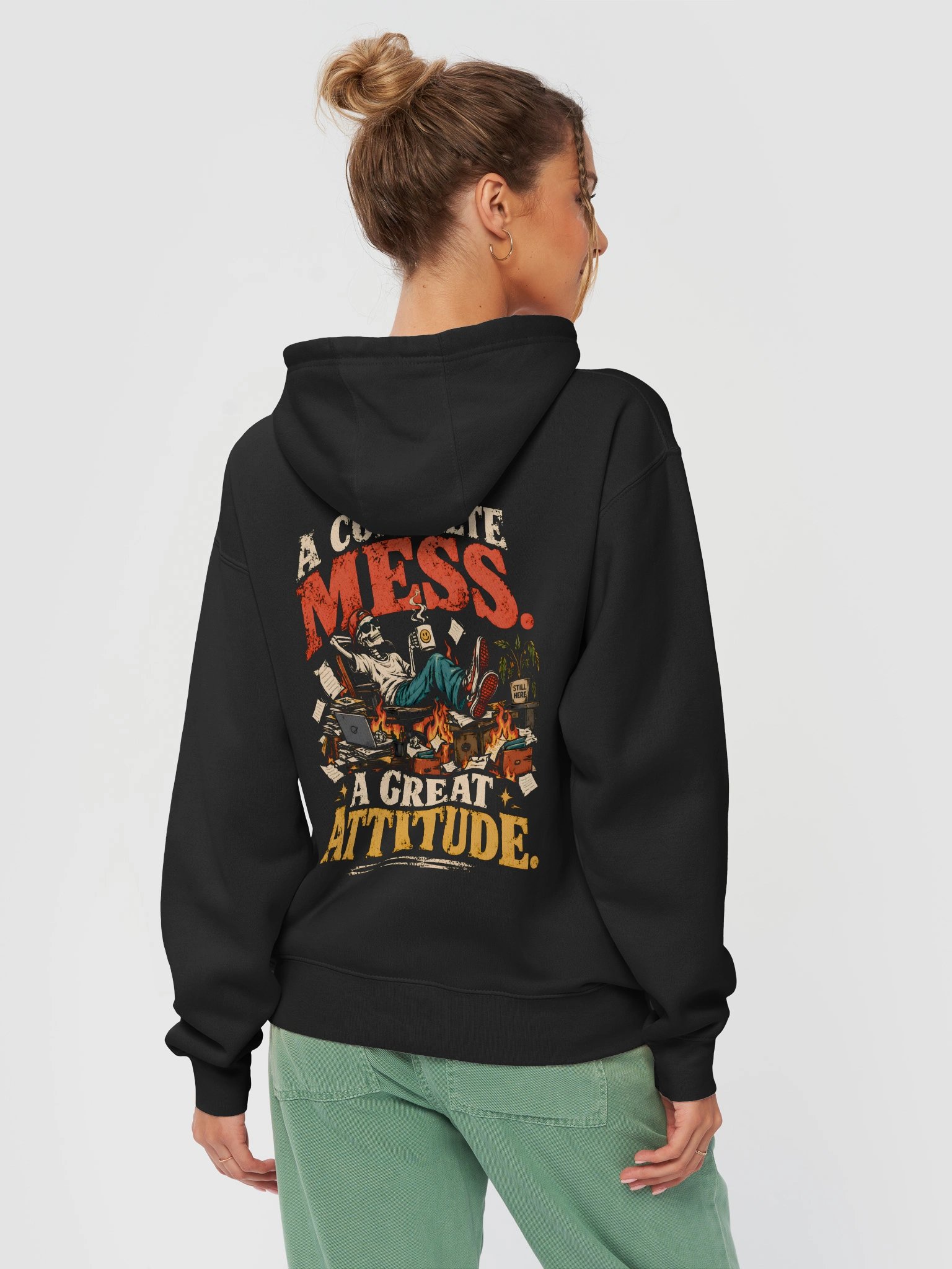 A Complete Mess, A Great Attitude” Funny Office Hoodie – Sarcastic Work Gift product image (4)