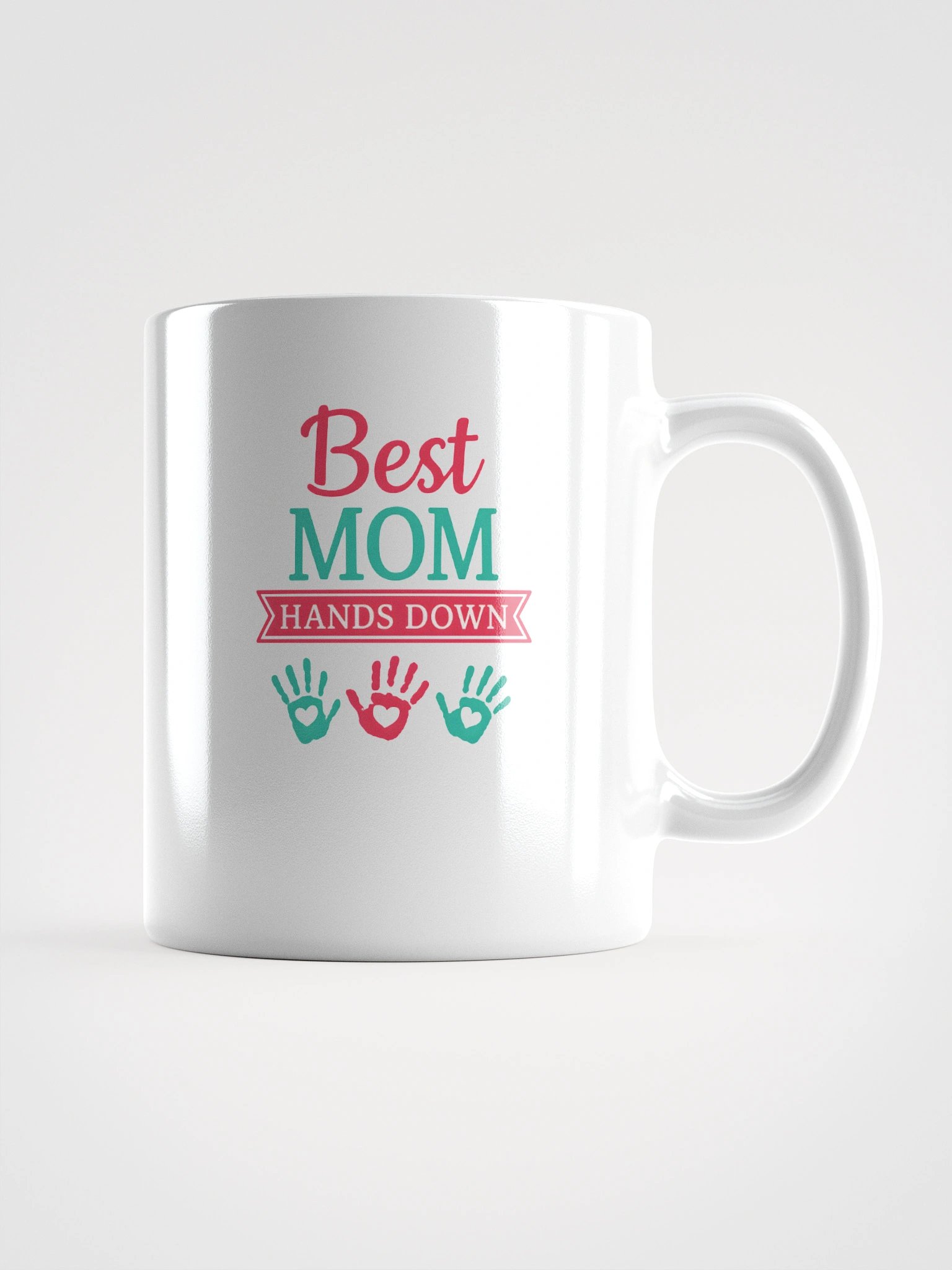 Best Mom Hands Down Mug – Colorful Handprint Coffee Cup Gift for Moms product image (1)