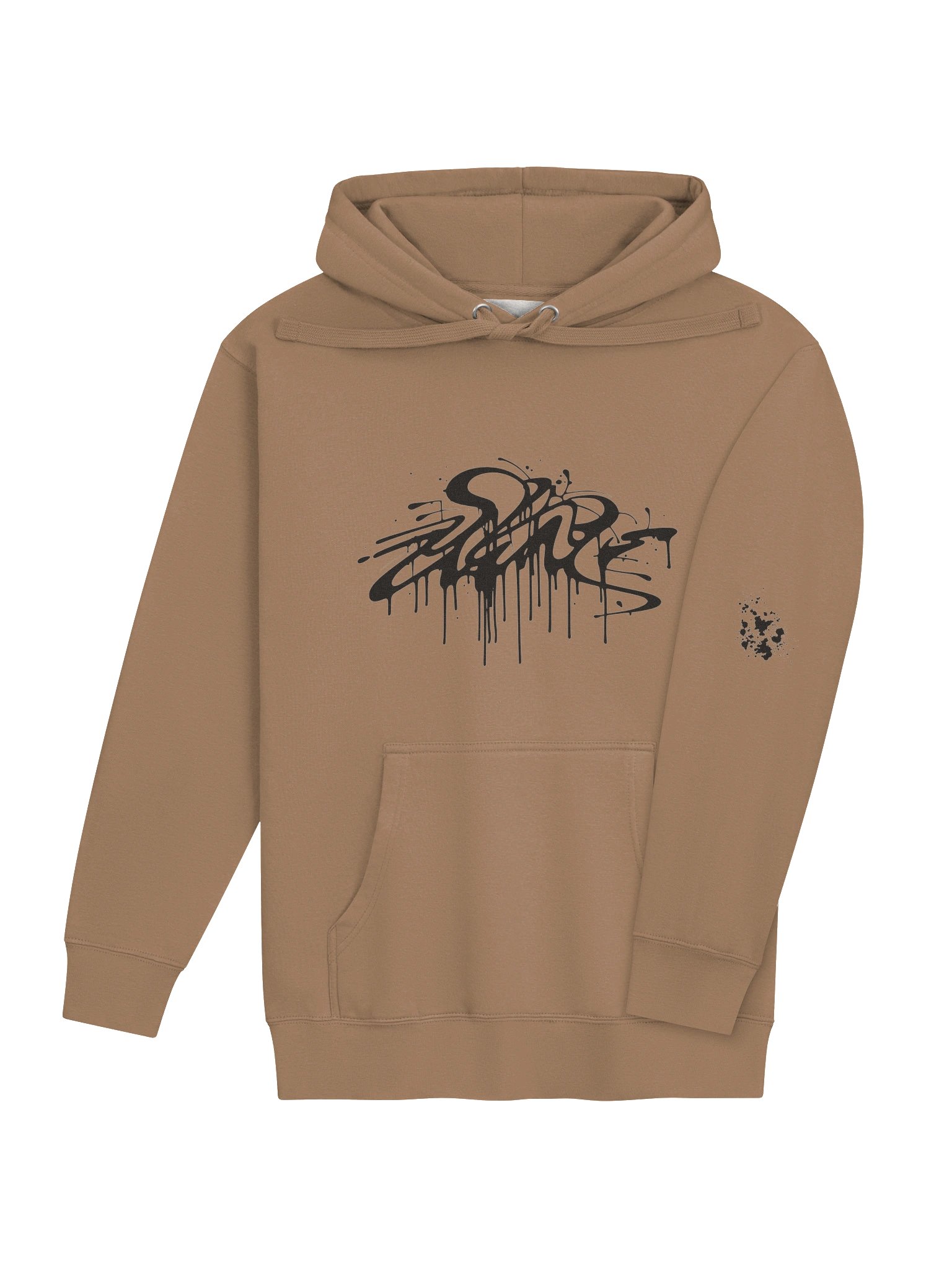 Graffiti Tag Hoodie – Sand Brown Oversized Pullover with Drip Logo product image (4)