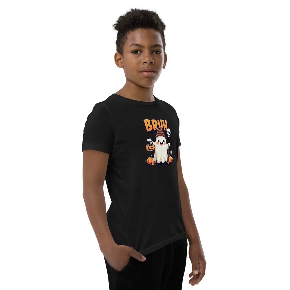 Spooky Ghost Bruh Halloween Youth T-Shirt product image (13)