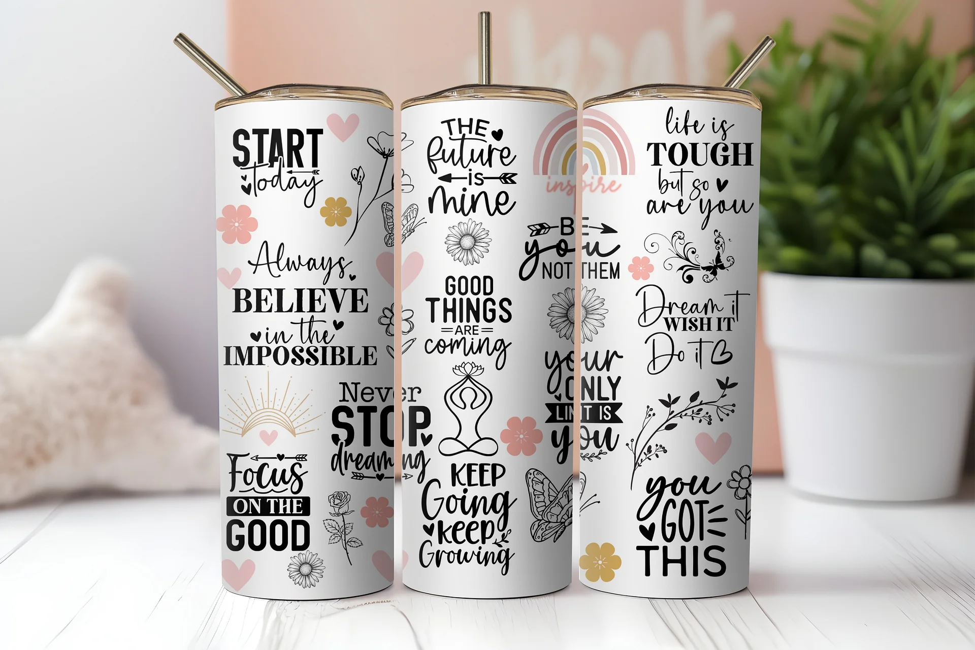 Inspirational Quotes Stainless Steel Tumbler product image (2)