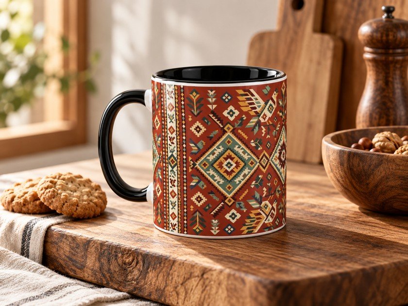 Folk Art Mug – Terracotta Diamonds product image (1)