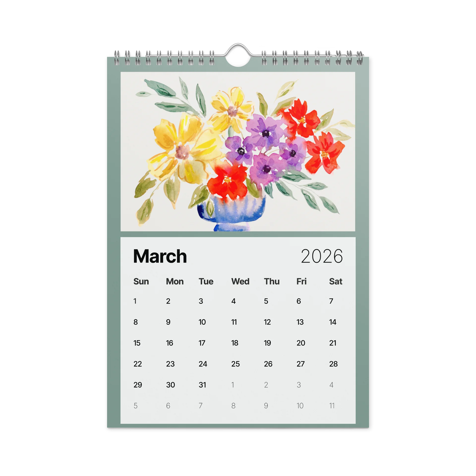 Watercolor Blooms 2026 Wall Calendar product image (9)