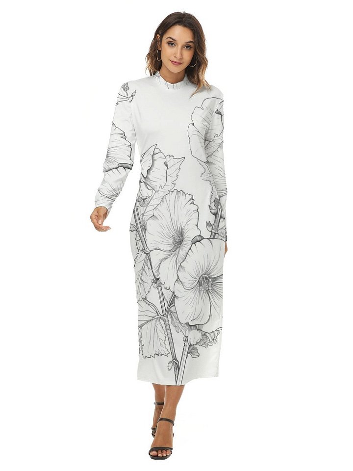 Elegant Monochrome Floral Print Maxi Dress product image (1)
