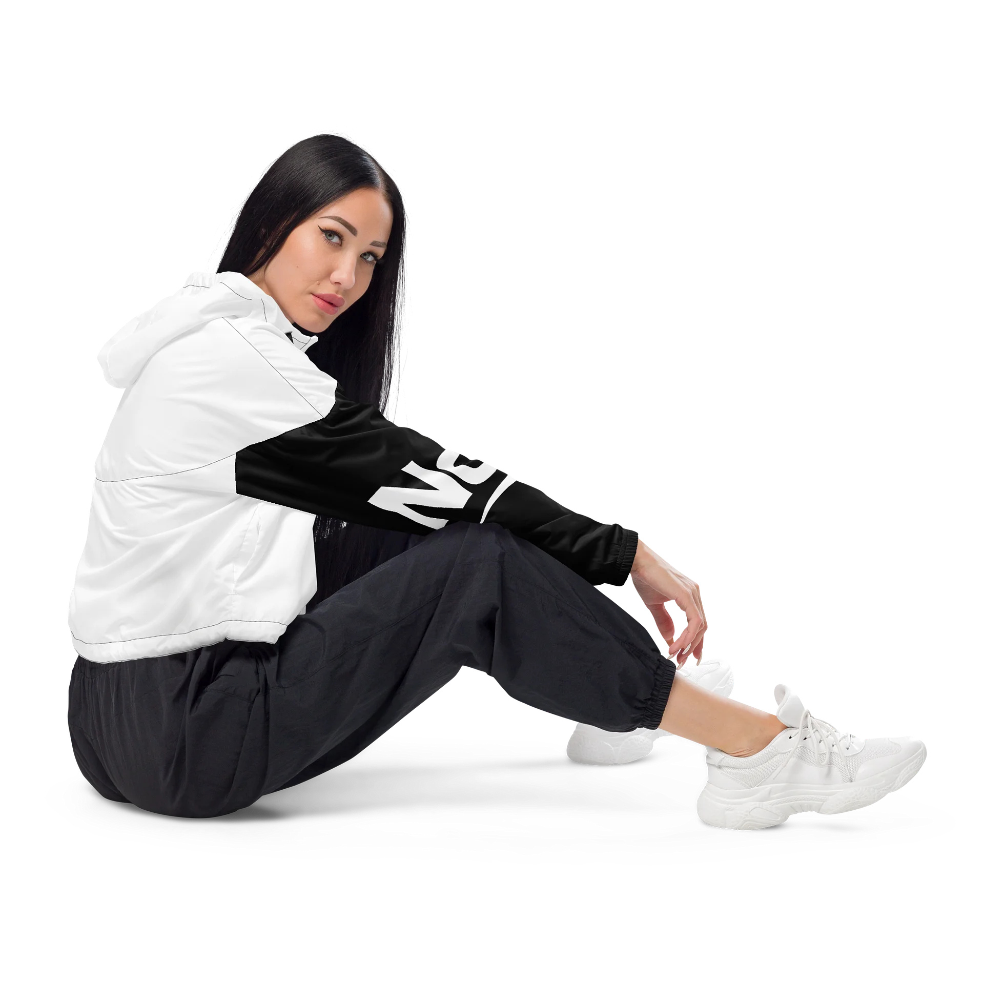 All-Over Print Women's Cropped Windbreaker BL product image (1)