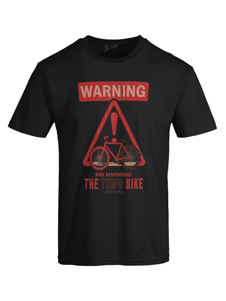 Warning: Ride Responsibly” Tee – The Town Bike Edition 🚲💋 (Sharing Is Caring) product image (1)