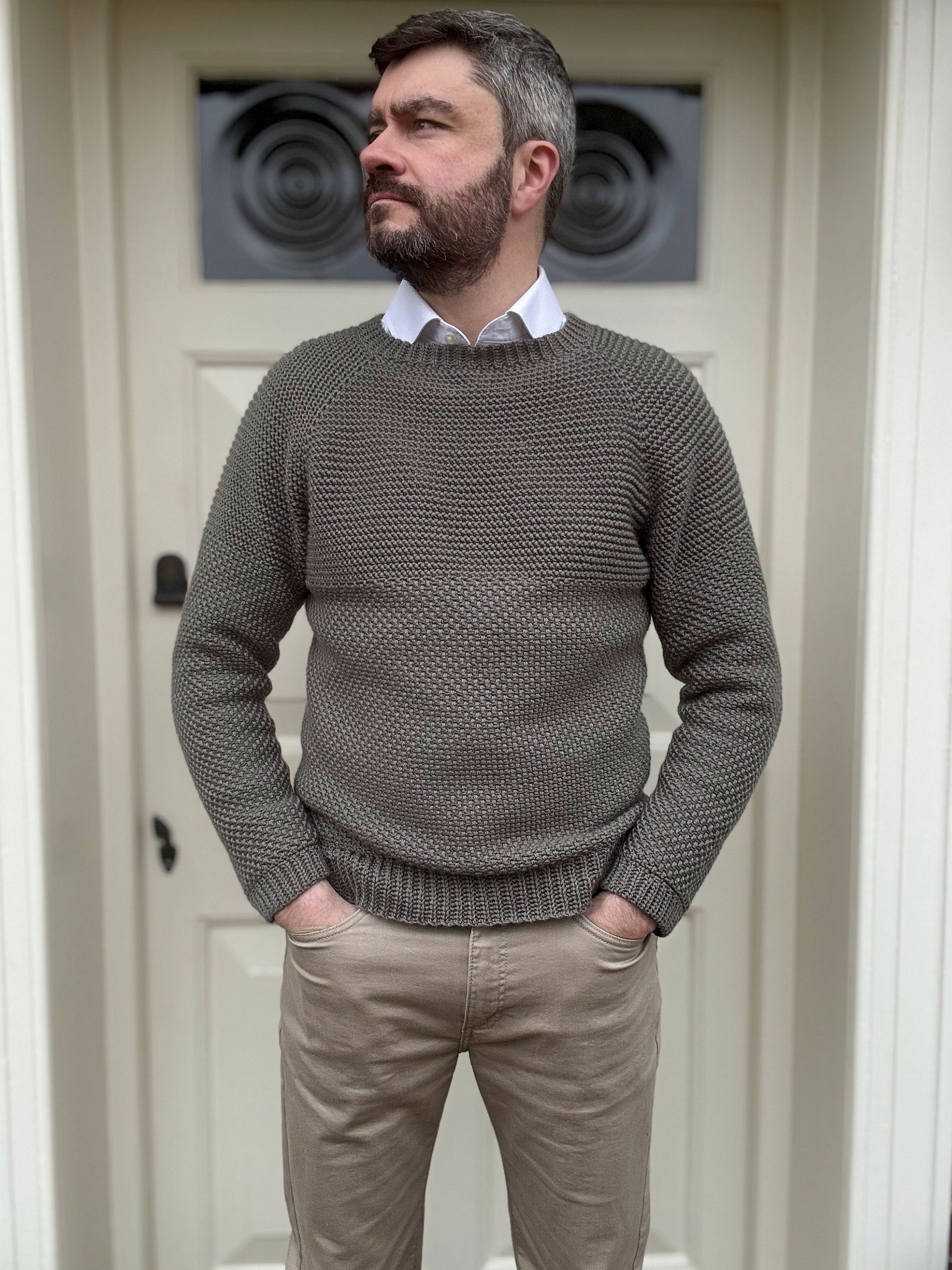 18+ Men'S Crochet Sweater Herringbone Moss Men's Crochet Sweater Pattern | HanJan Crochet