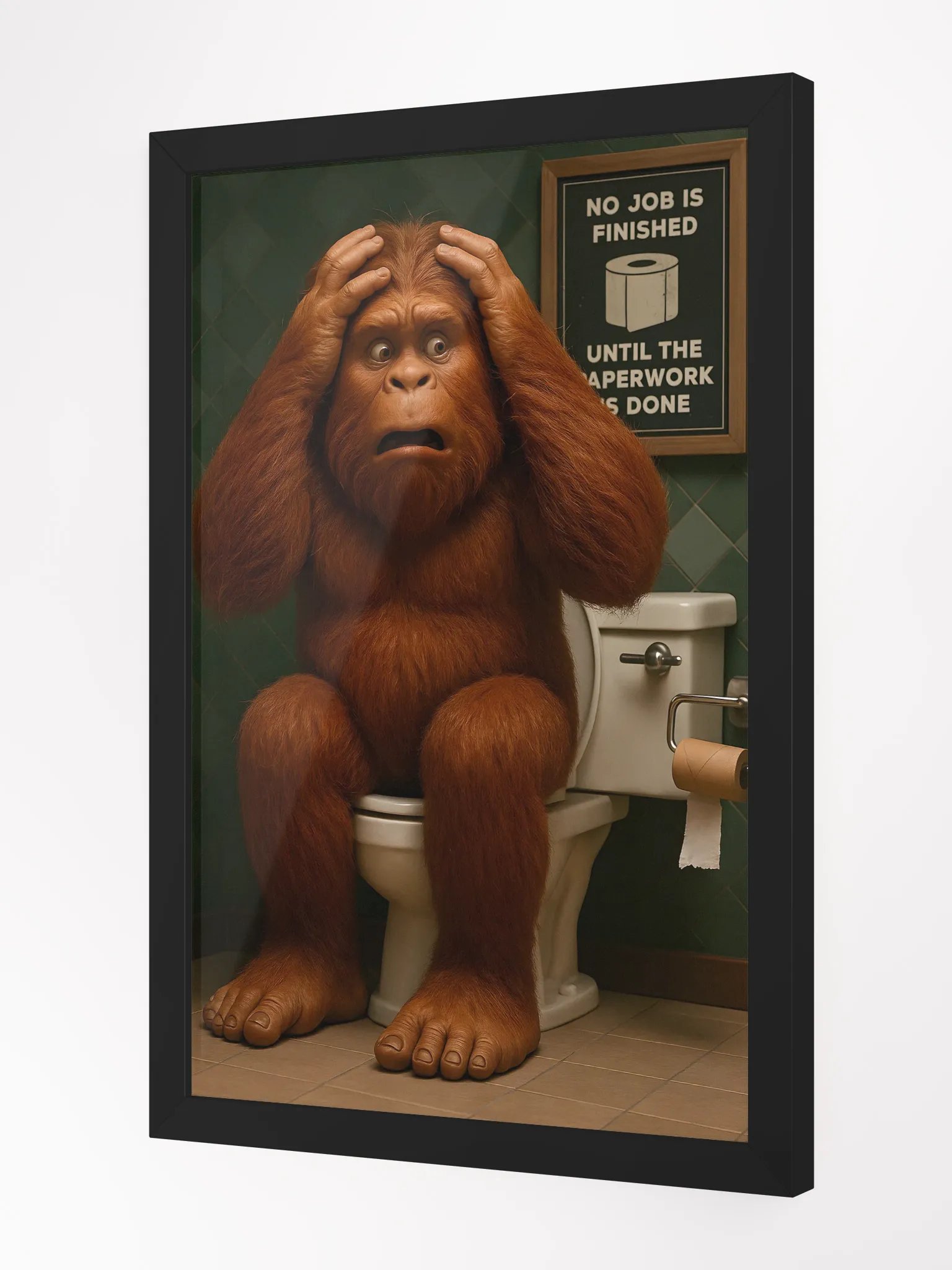 "Sasquatch’s Worst Nightmare – Funny Bathroom Wall Art" product image (1)