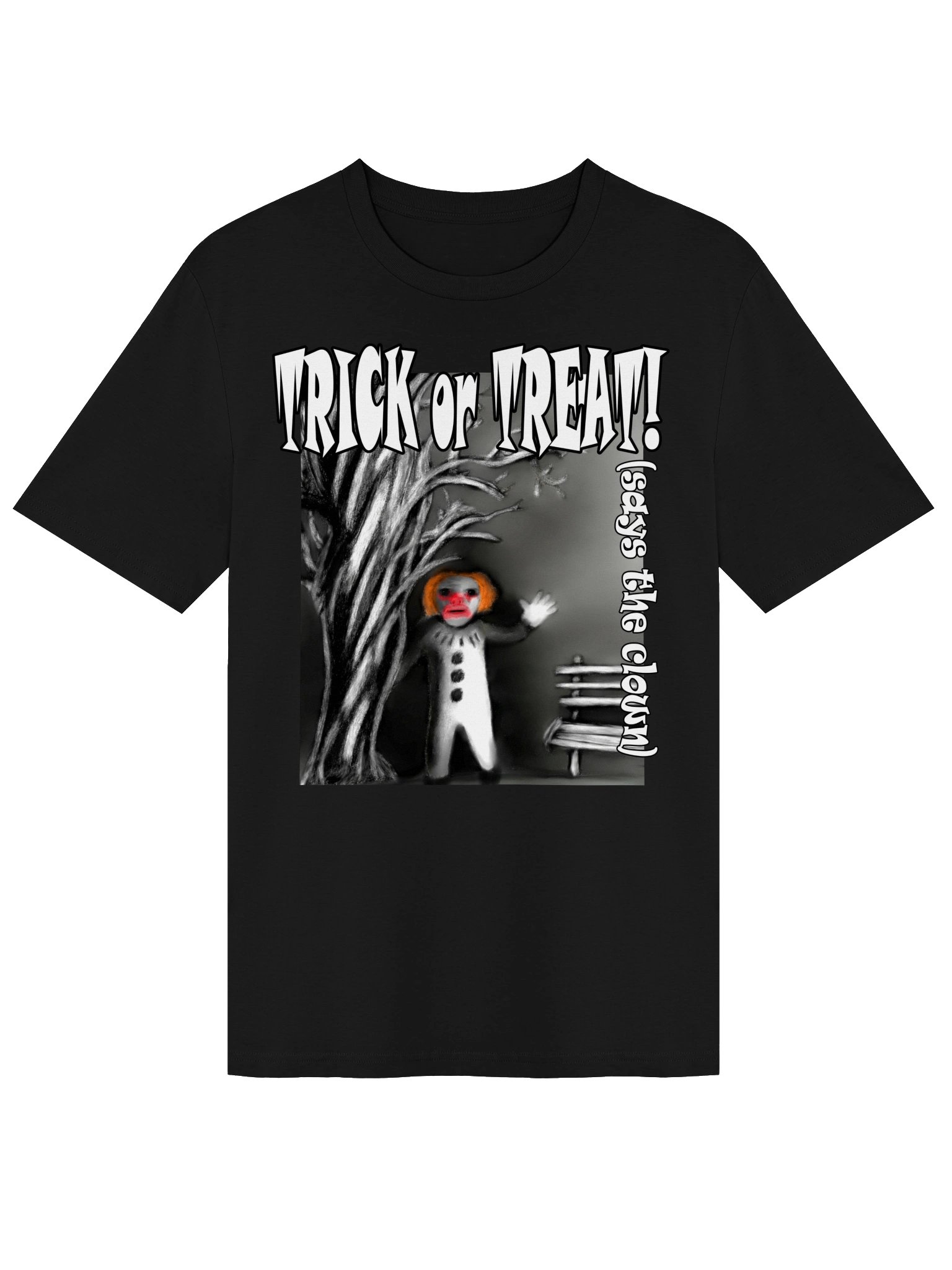Clown "Trick or Treat" T-Shirt. Unisex Stanley/Stella Organic Ribbed Neck T-Shirt product image (1)