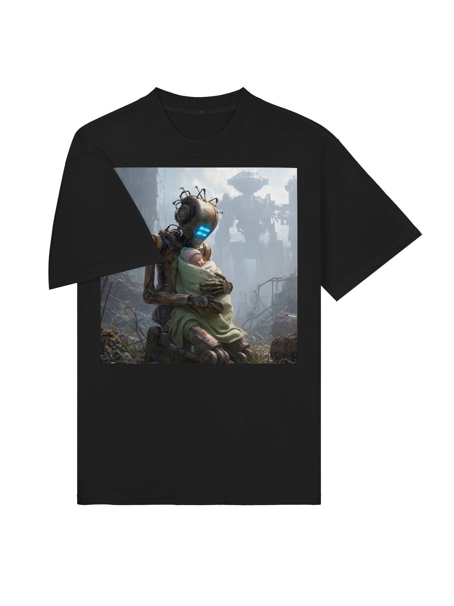 Cyberpunk Robot Baby T-Shirt, Sci-Fi Guardian Art, Futuristic Tech Gift, 8K Oversized Tee product image (5)