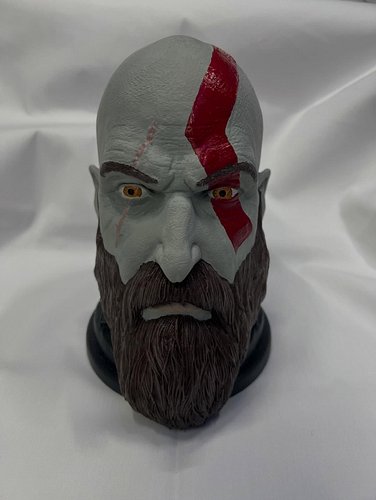 Finished painting a bust of Kratos from God of War for my son for his birthday.