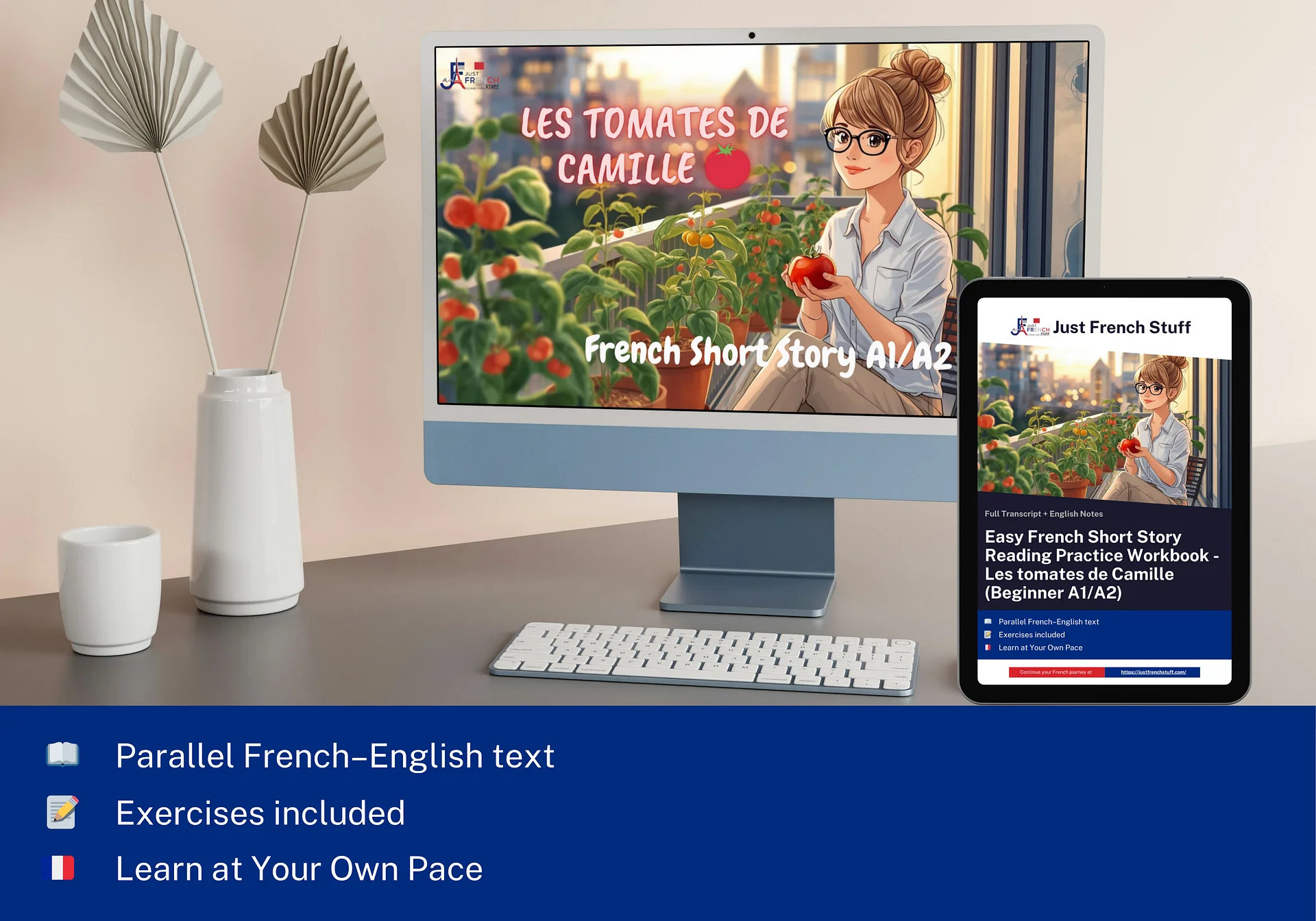 Printable Easy French Short Story Reading Practice Workbook - Les tomates de Camille (Beginner A1/A2) product image (2)