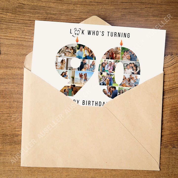90th Birthday Number Photo Card Canva Template product image (2)