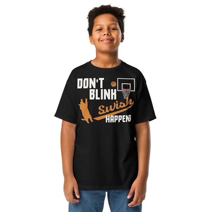 Basketball Cat (DON'T BLINK, Swish HAPPENS) - Unisex Youth Heavyweight T-shirt product image (4)