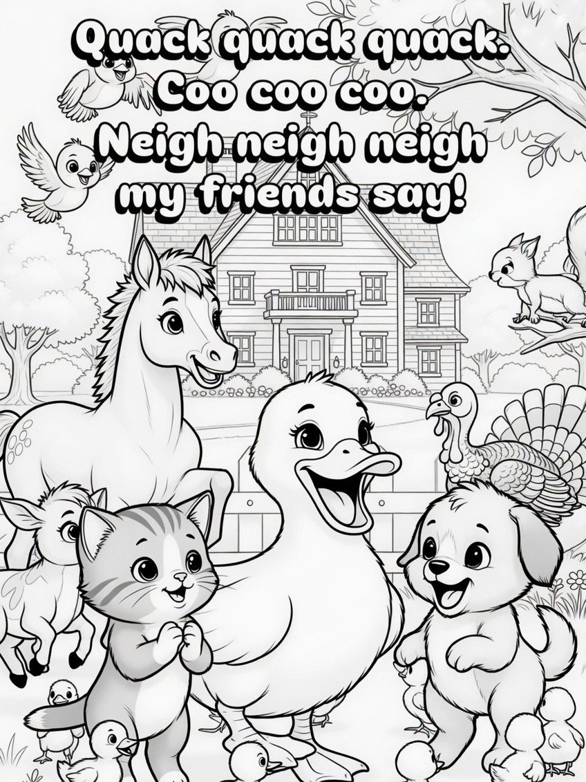 Sing A Rhyme Time Nursery Rhyme Farm Animal Coloring Pages Bundle l 12 Printable PDF Digital Download Pages With Song Lyrics For Ages 3+ l 2 Bonus Pages Included Without Lyrics product image (4)