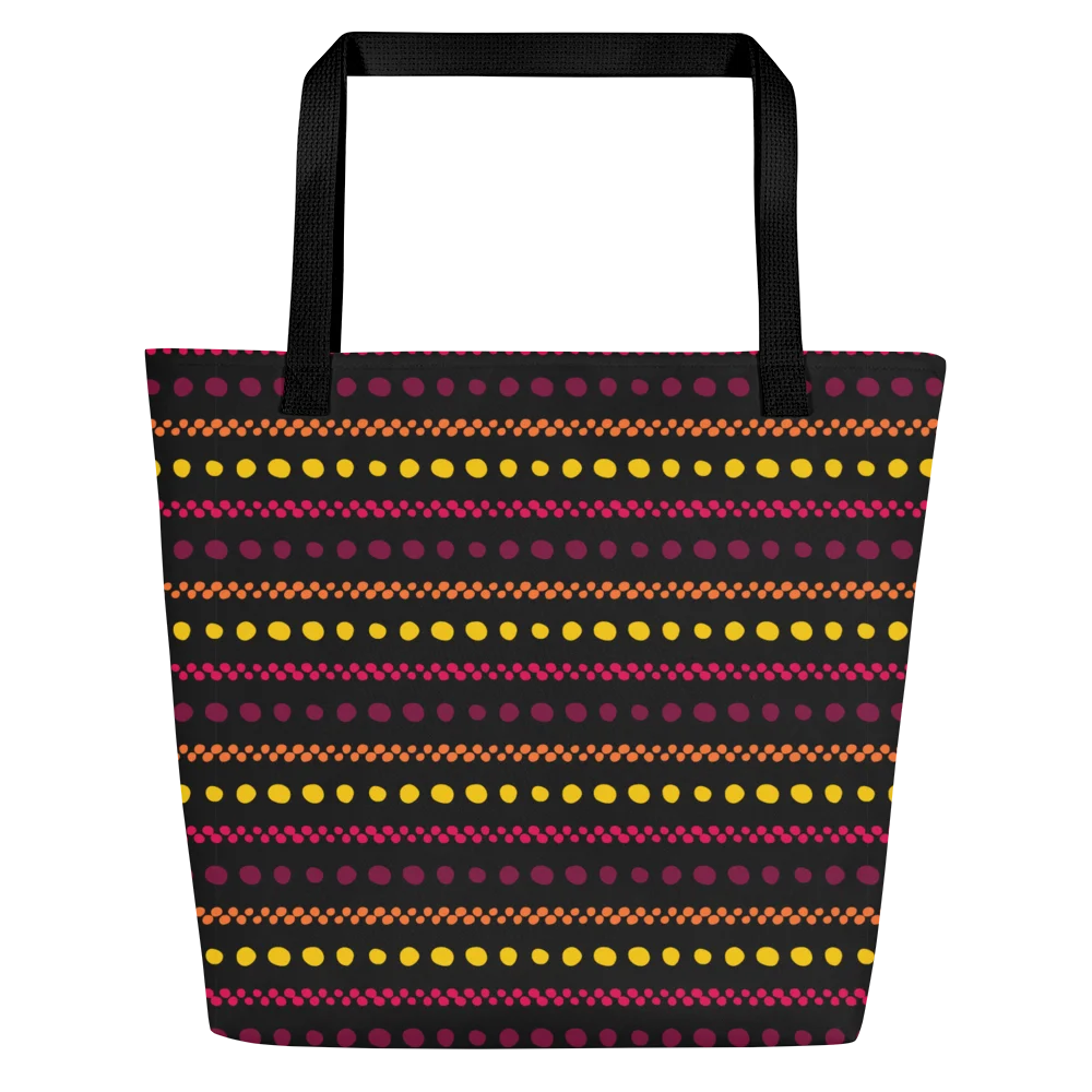 Stylish Large Tote Bag in Playful Dots and Stripes product image (1)