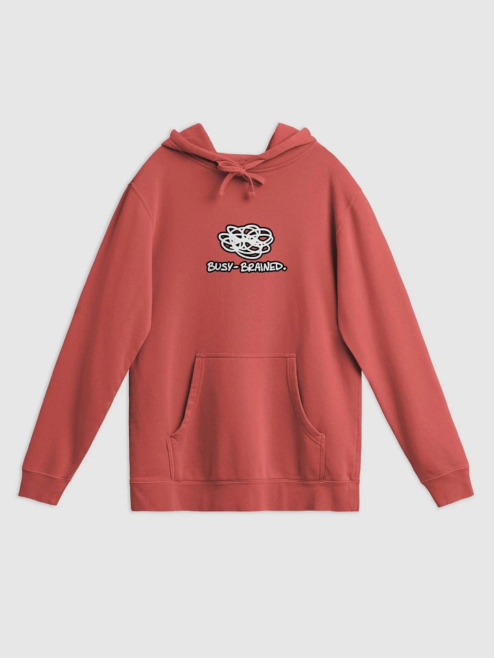 BUSY-BRAINED (lined design) printed pigment hoodie product image (3)