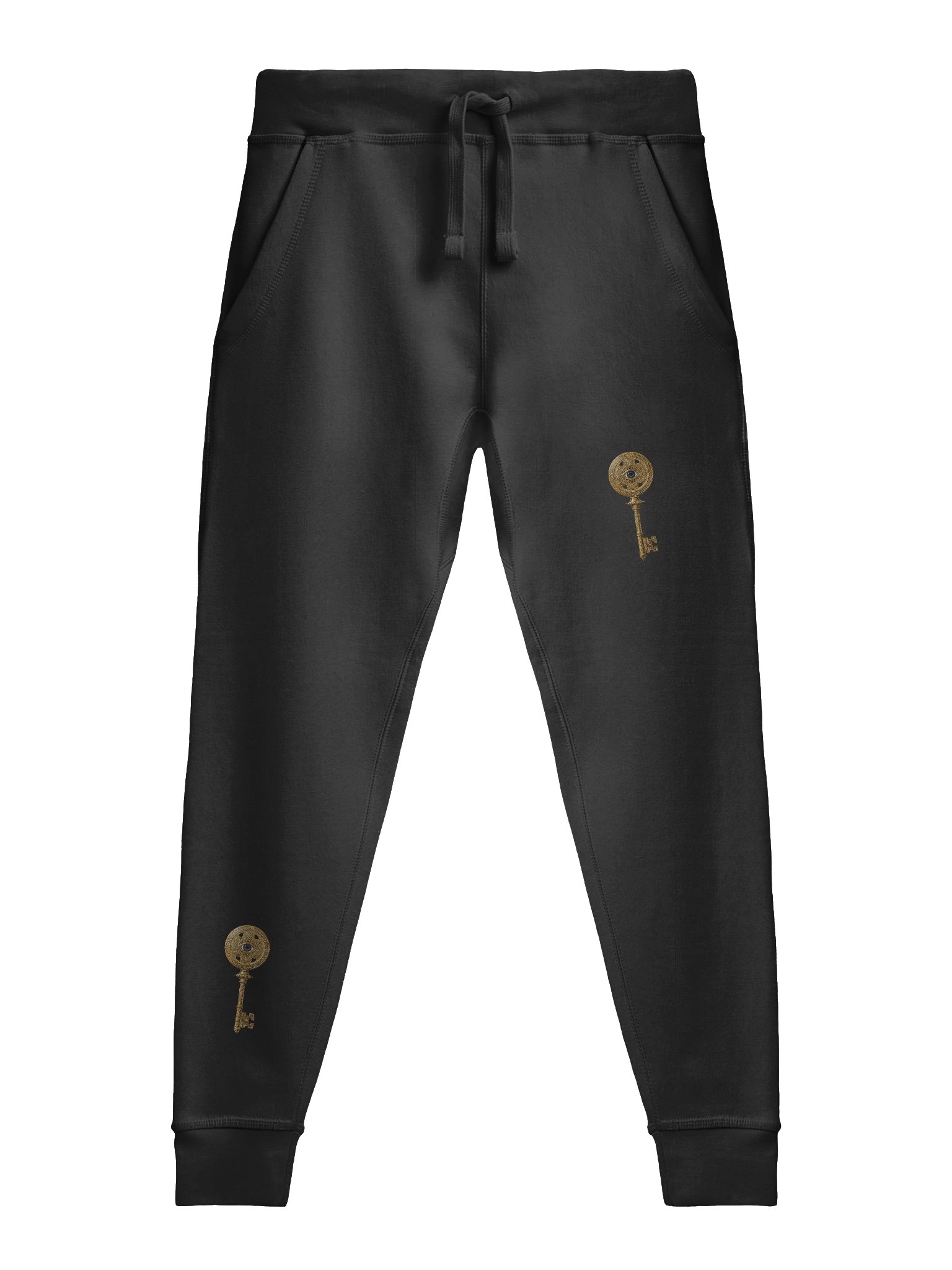 The Gatekeeper’s Key Fleece Joggers – Diagonal Dual Leg Print | Black | Lane Seven LST006 product image (1)