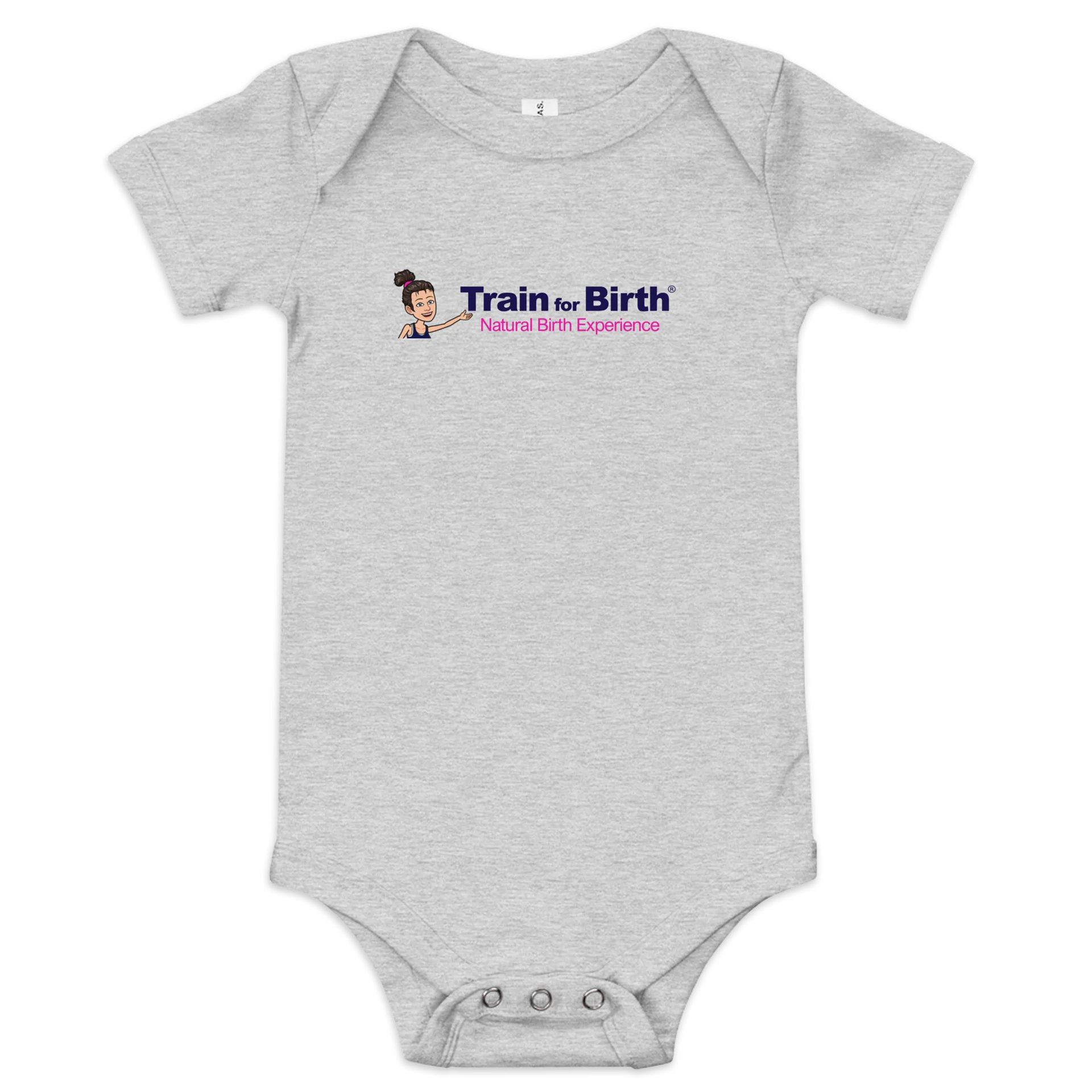 Train for Birth® Bella+Canvas Short Sleeve Athletic Heather Baby Onesie product image (1)