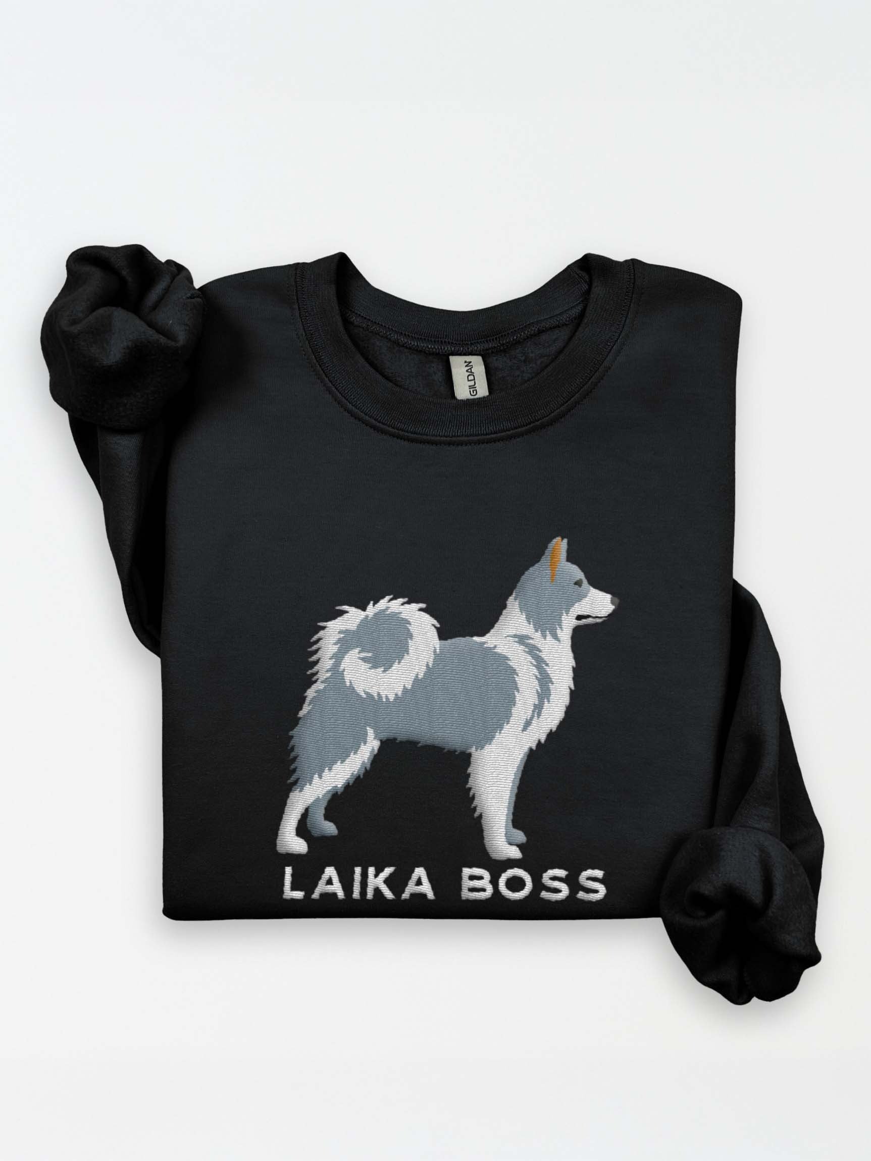 Laika Boss Sweatshirt (Embroidered) of a Yakutian Laika(Gray & White) product image (1)